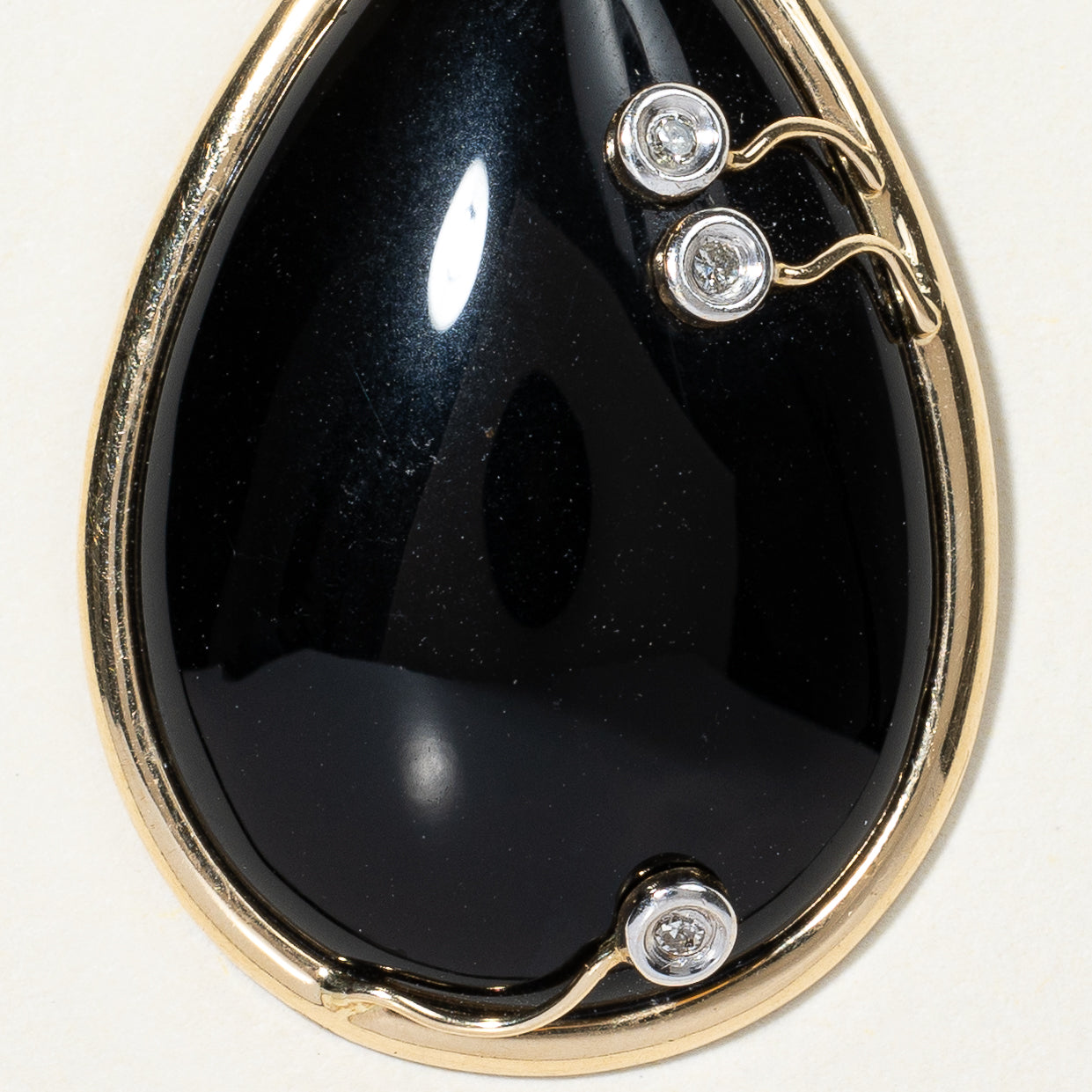 Onyx & Diamond Drop Pendant | 23.00ct, 0.02ctw |