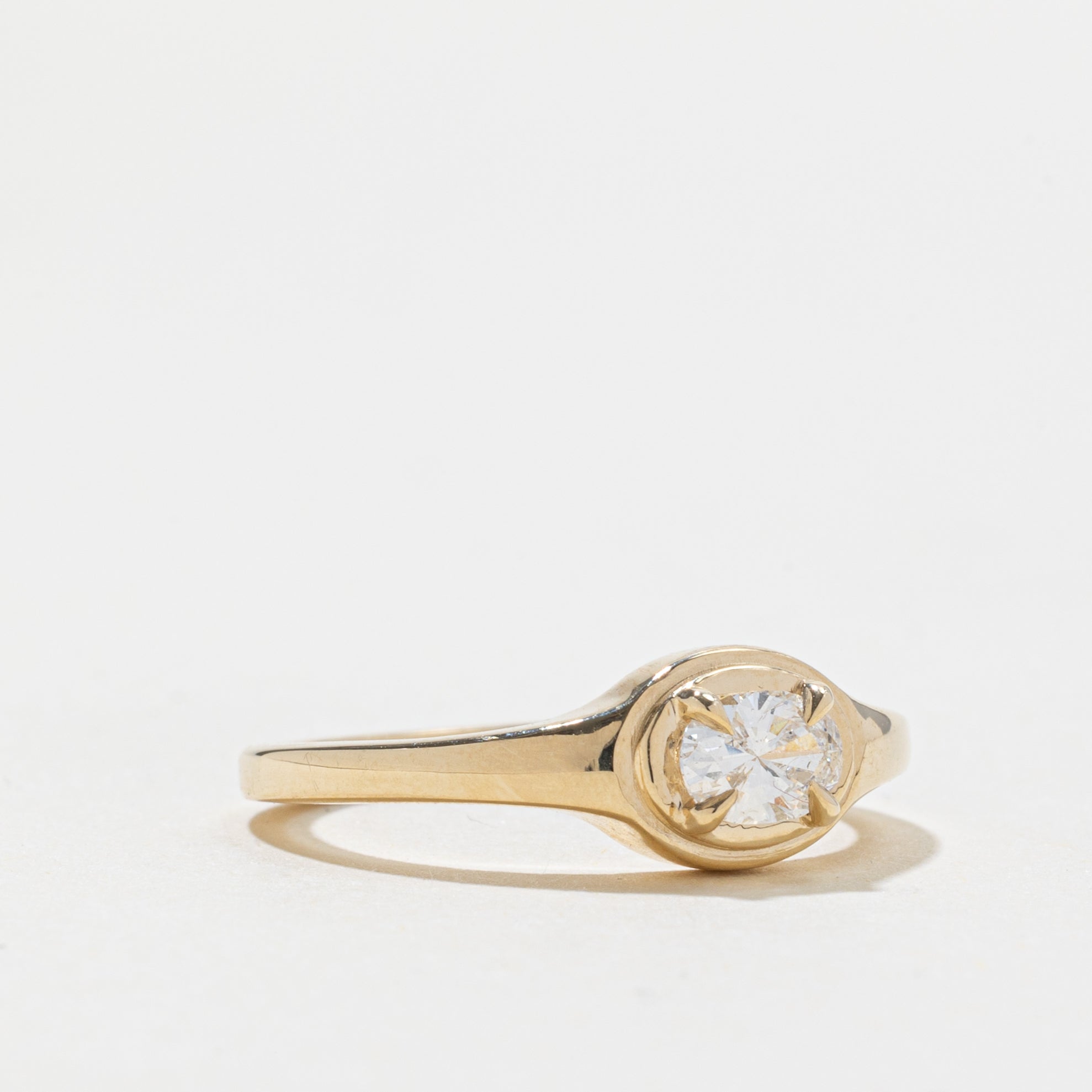 '100 Ways' 10k East West GIA Oval Diamond Signet Ring | 0.38ct | SZ 6.5