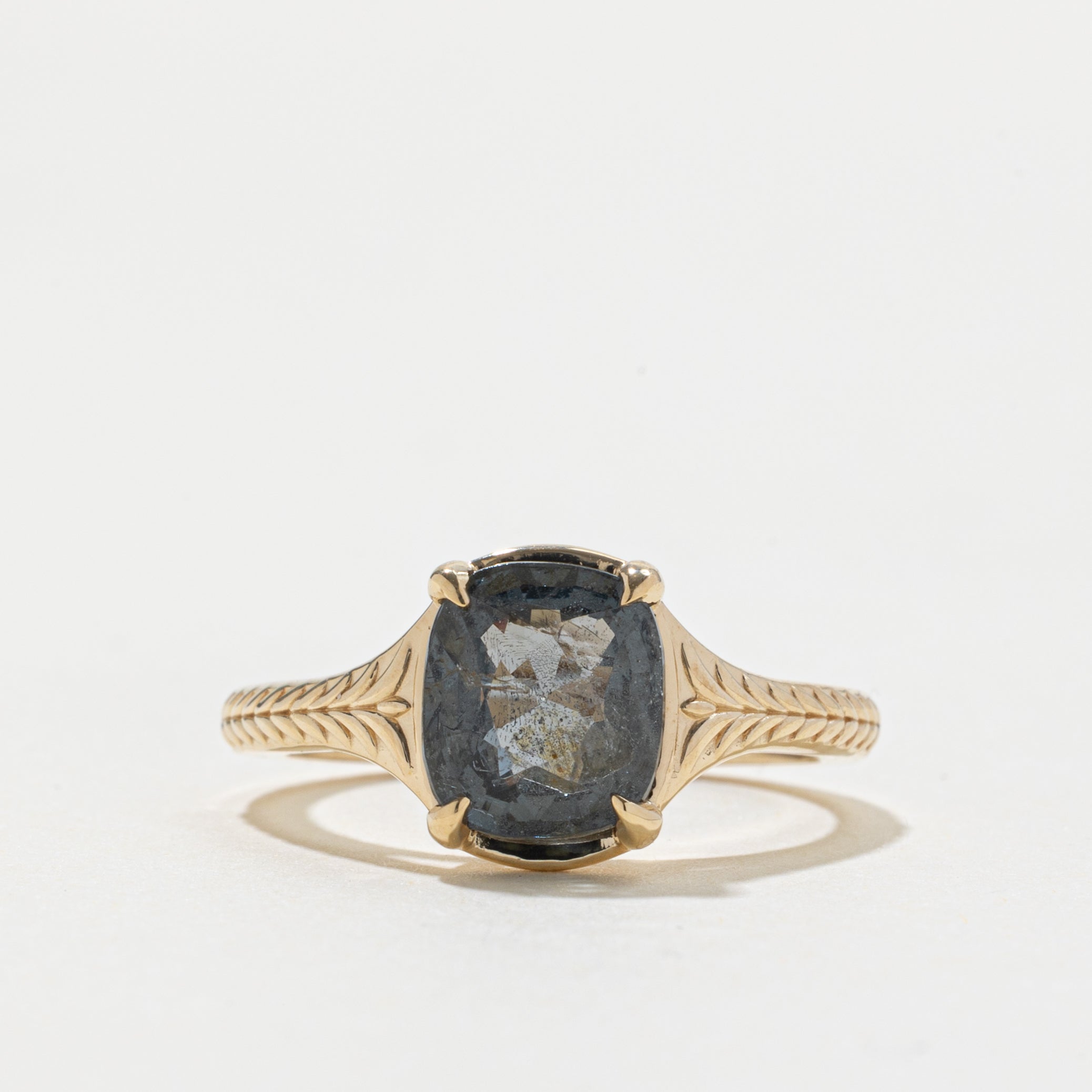 '100 Ways' 10k Grey Spinel Engraved Ring | 2.78ct | SZ 6.75