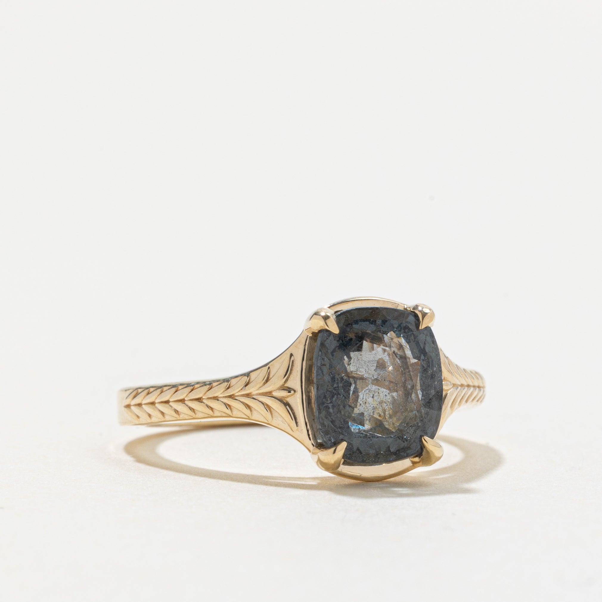 '100 Ways' 10k Grey Spinel Engraved Ring | 2.78ct | SZ 6.75