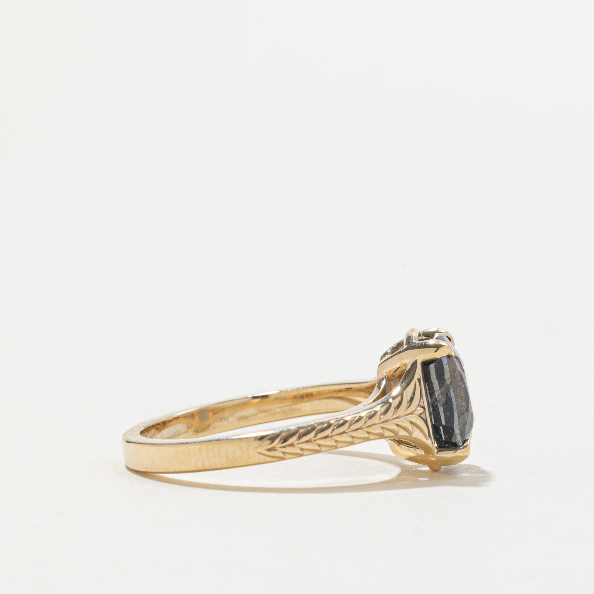 '100 Ways' 10k Grey Spinel Engraved Ring | 2.78ct | SZ 6.75