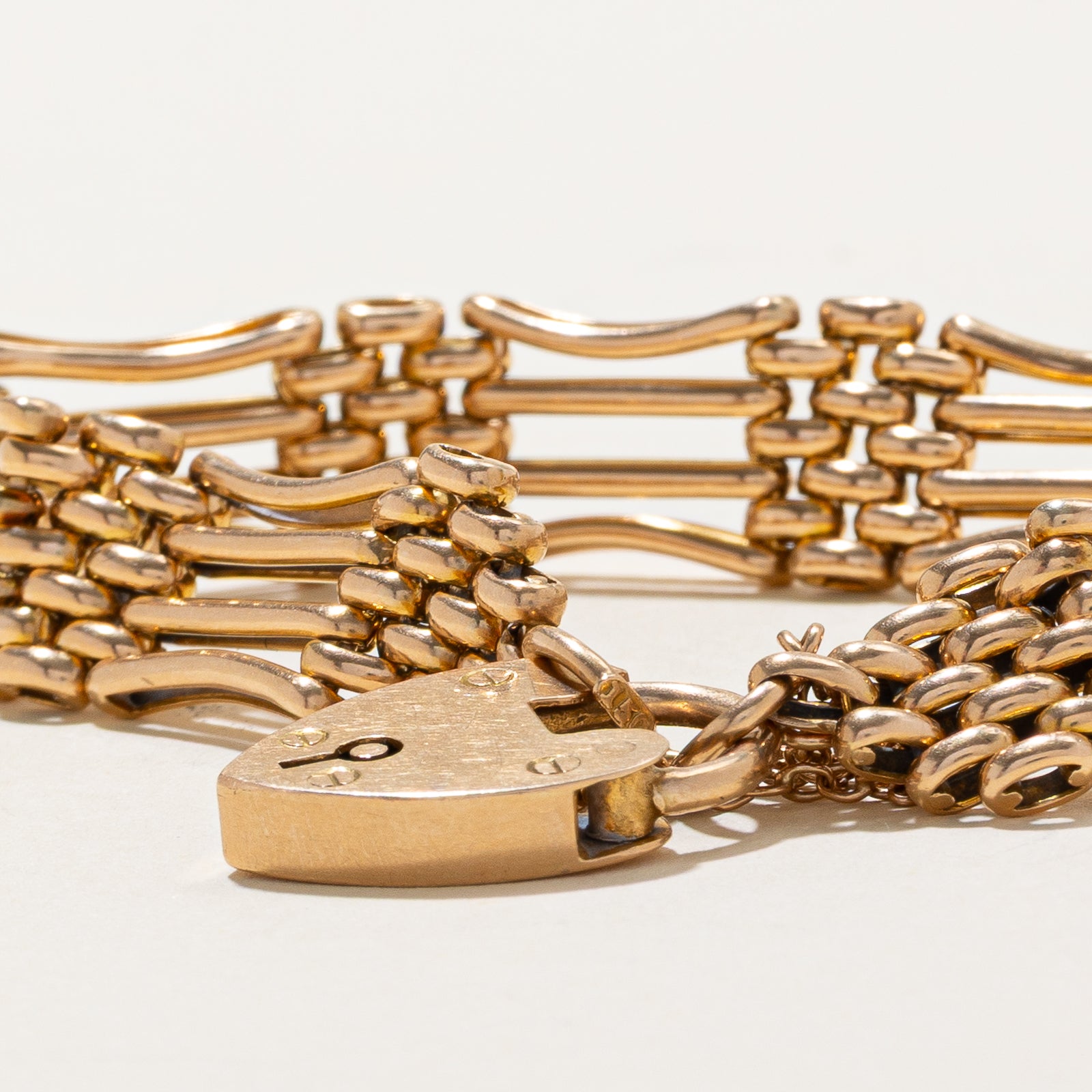 15k Yellow Gold Heart Lock Bracelet | 7.5"