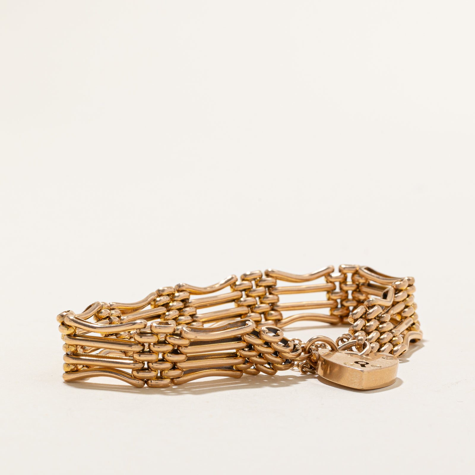 15k Yellow Gold Heart Lock Bracelet | 7.5"