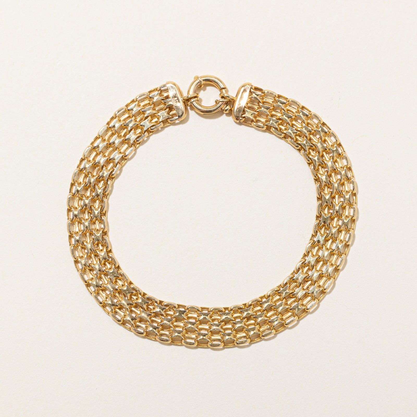 14k Yellow Gold Woven Chain Bracelet | 7.5"