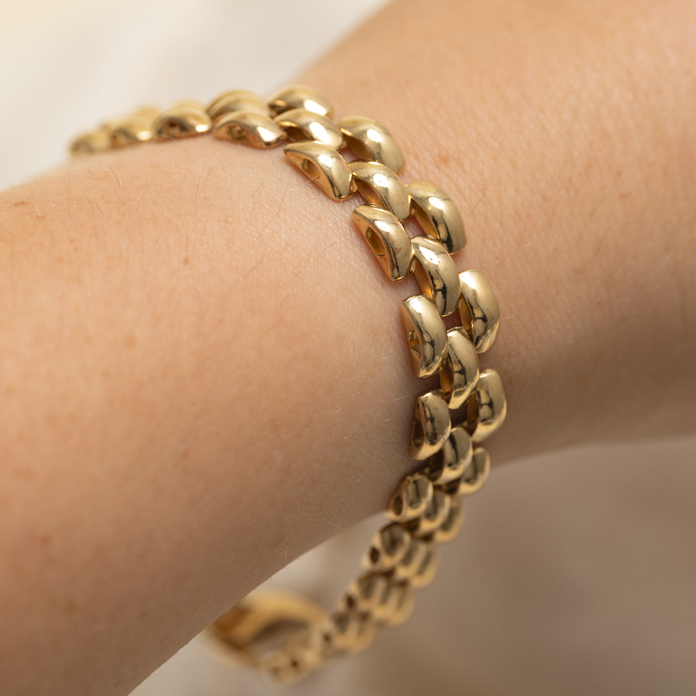 14k Yellow Gold Panther Link Bracelet | 7.5"