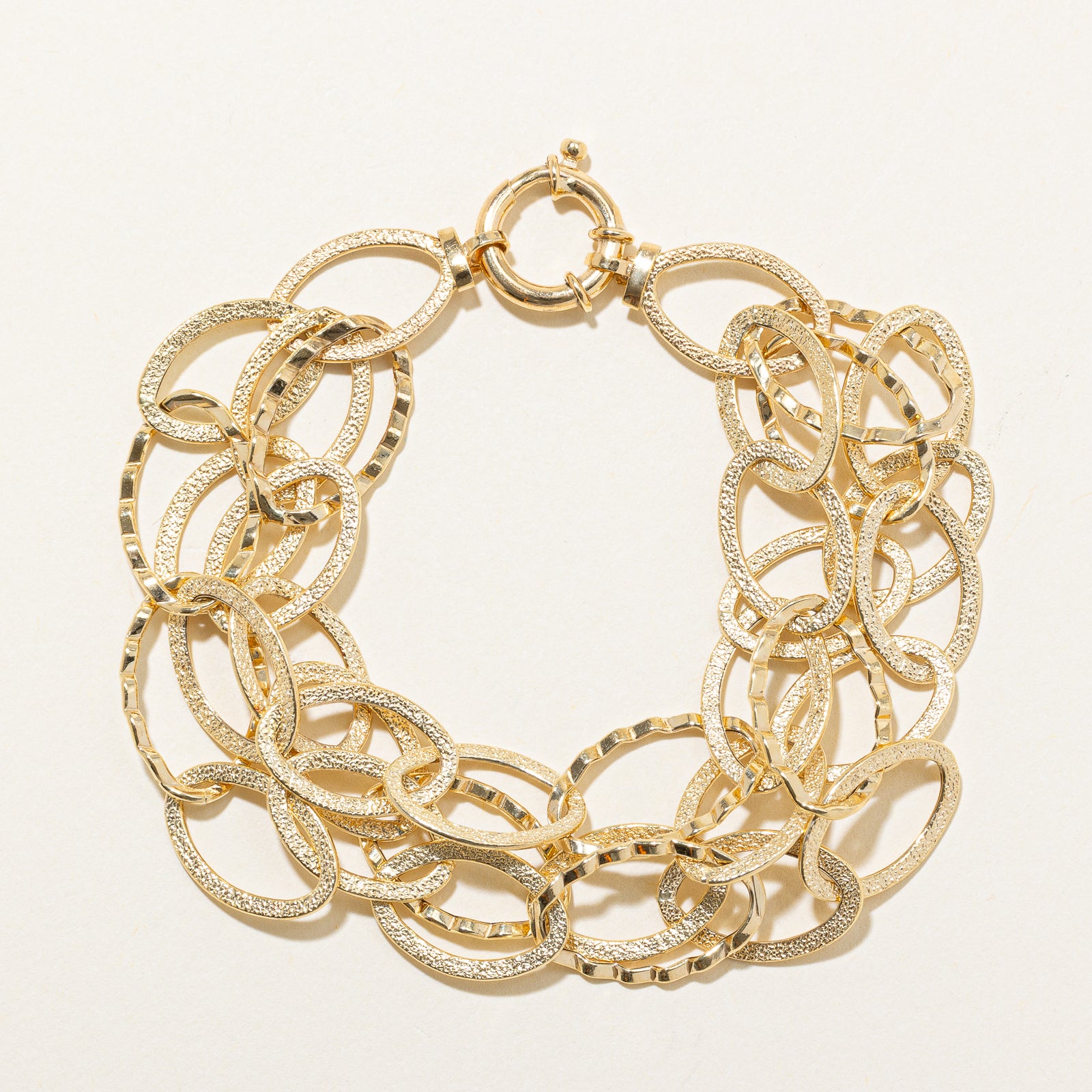 14k Yellow Gold Triple Chain Bracelet | 7.5"