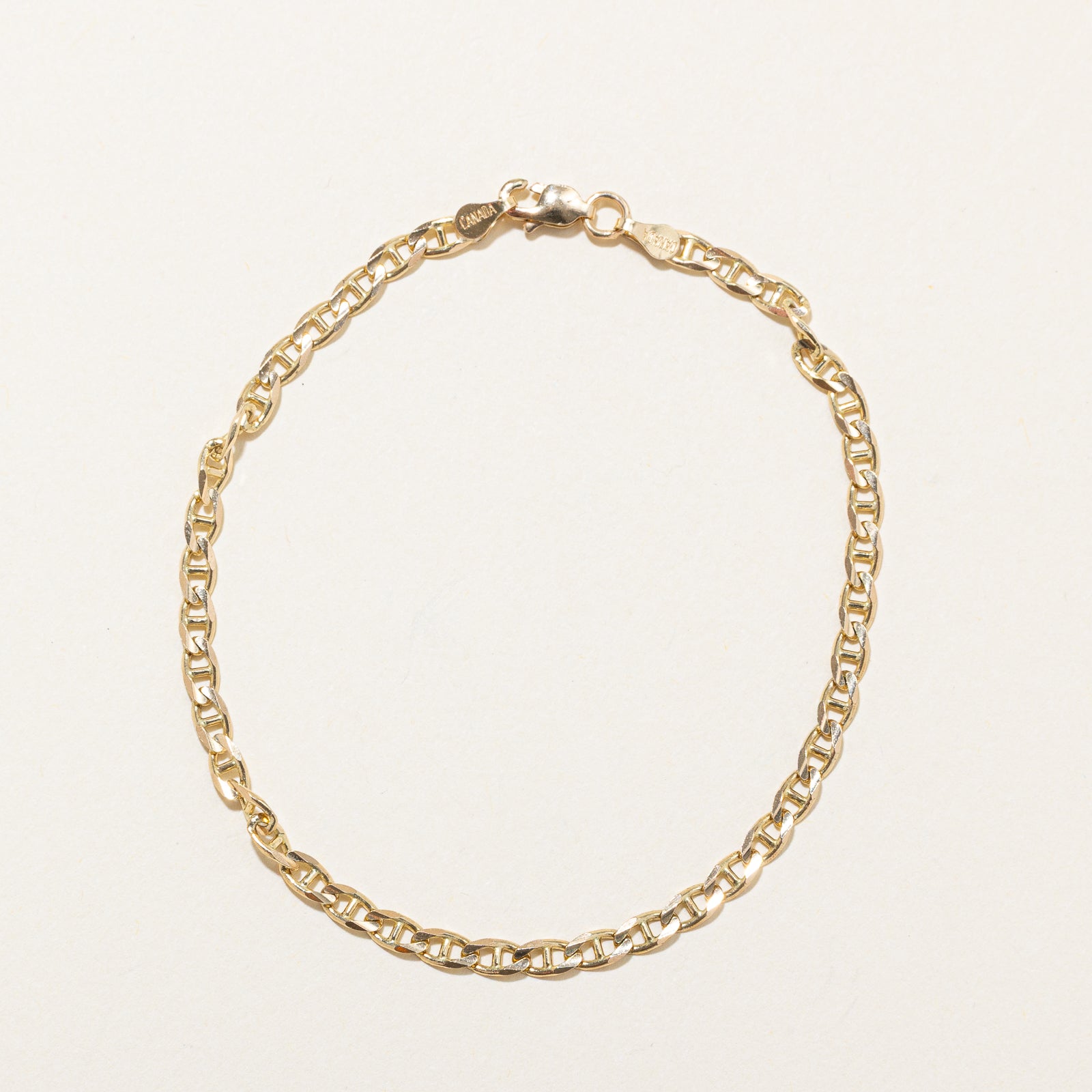 Canadian 10k Yellow Gold Anchor Chain Bracelet | 7.5"