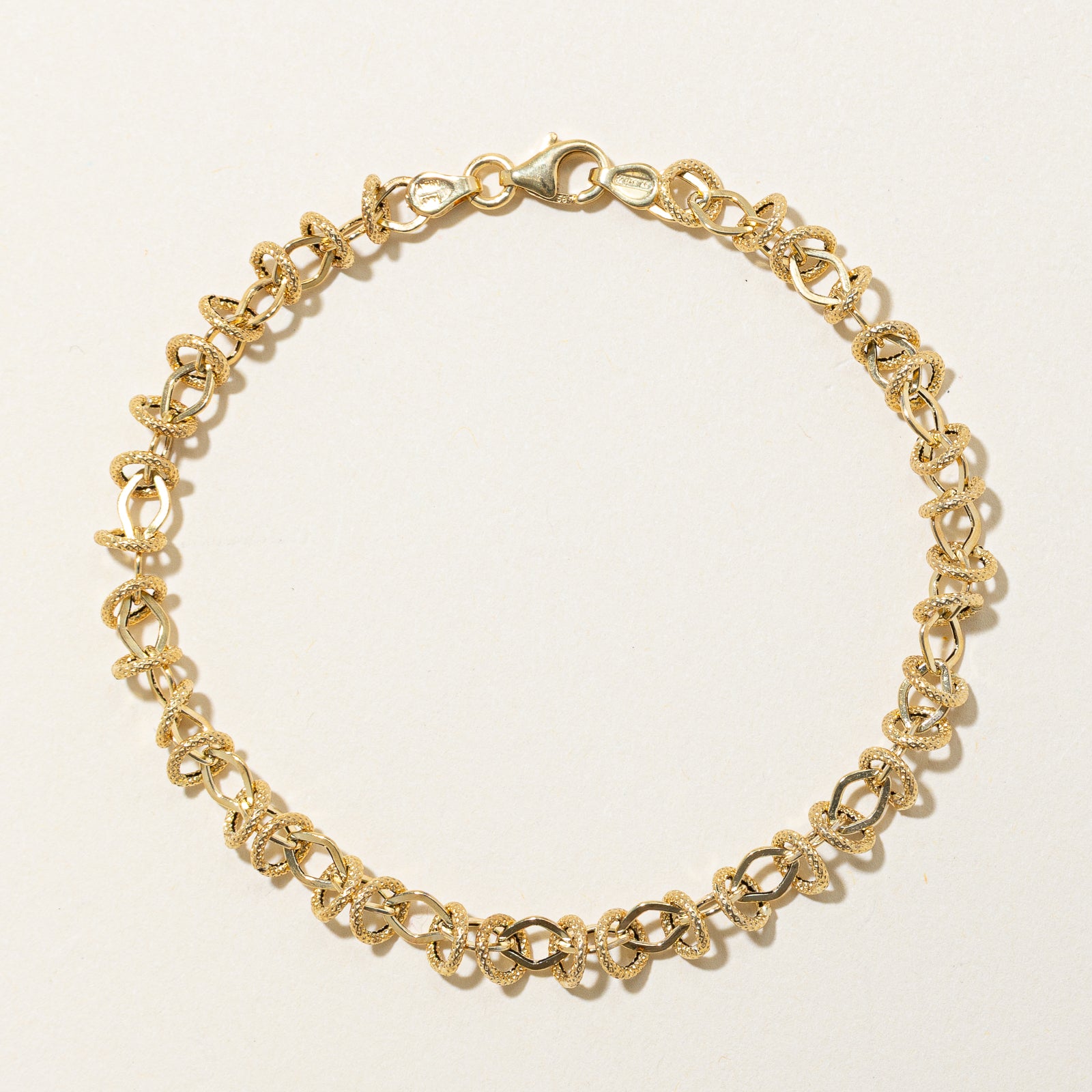 Italian 14k Yellow Gold Fancy Chain Bracelet | 7.5"
