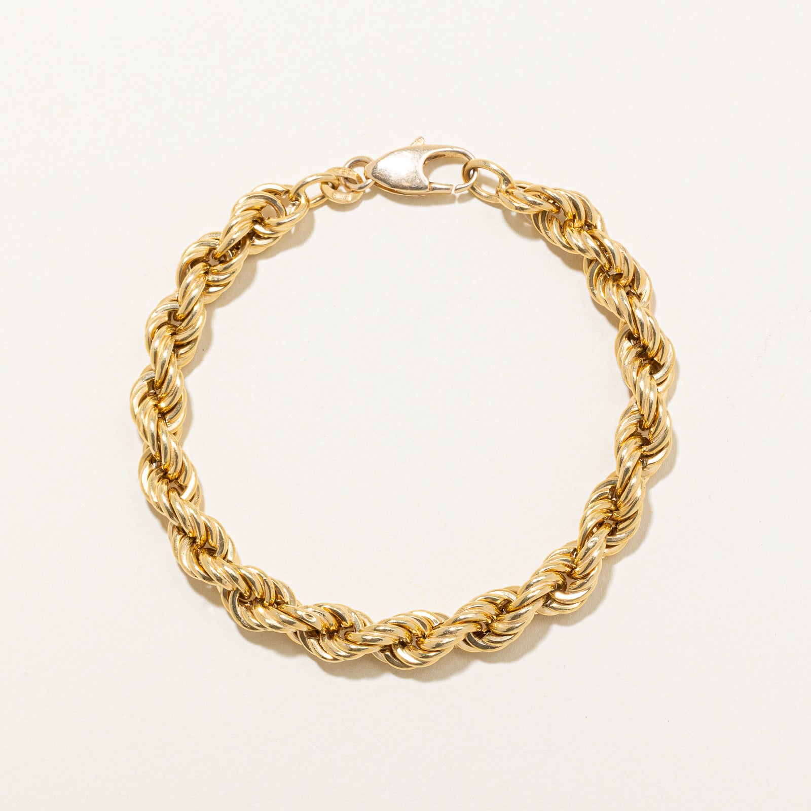 'Birks' 18k Yellow Gold Rope Chain Bracelet | 7.5"