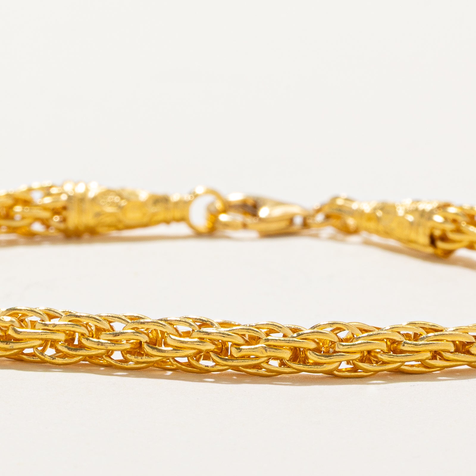 22k Yellow Gold Woven Chain Bracelet | 8"