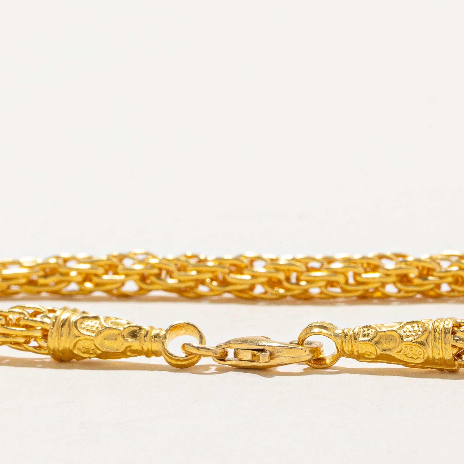 22k Yellow Gold Woven Chain Bracelet | 8"
