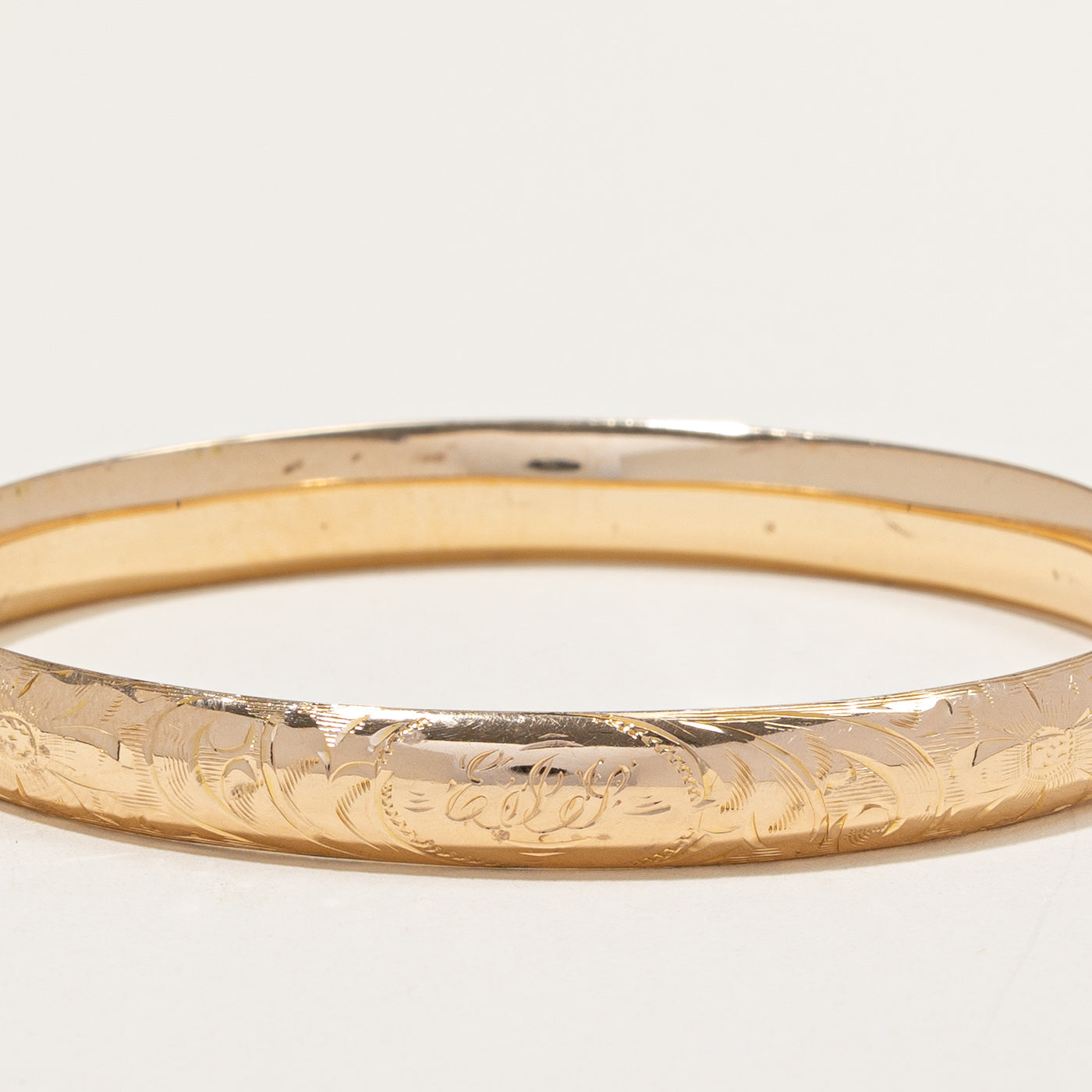 Engraved 'EJS' Initial Bangle Bracelet | 8" |