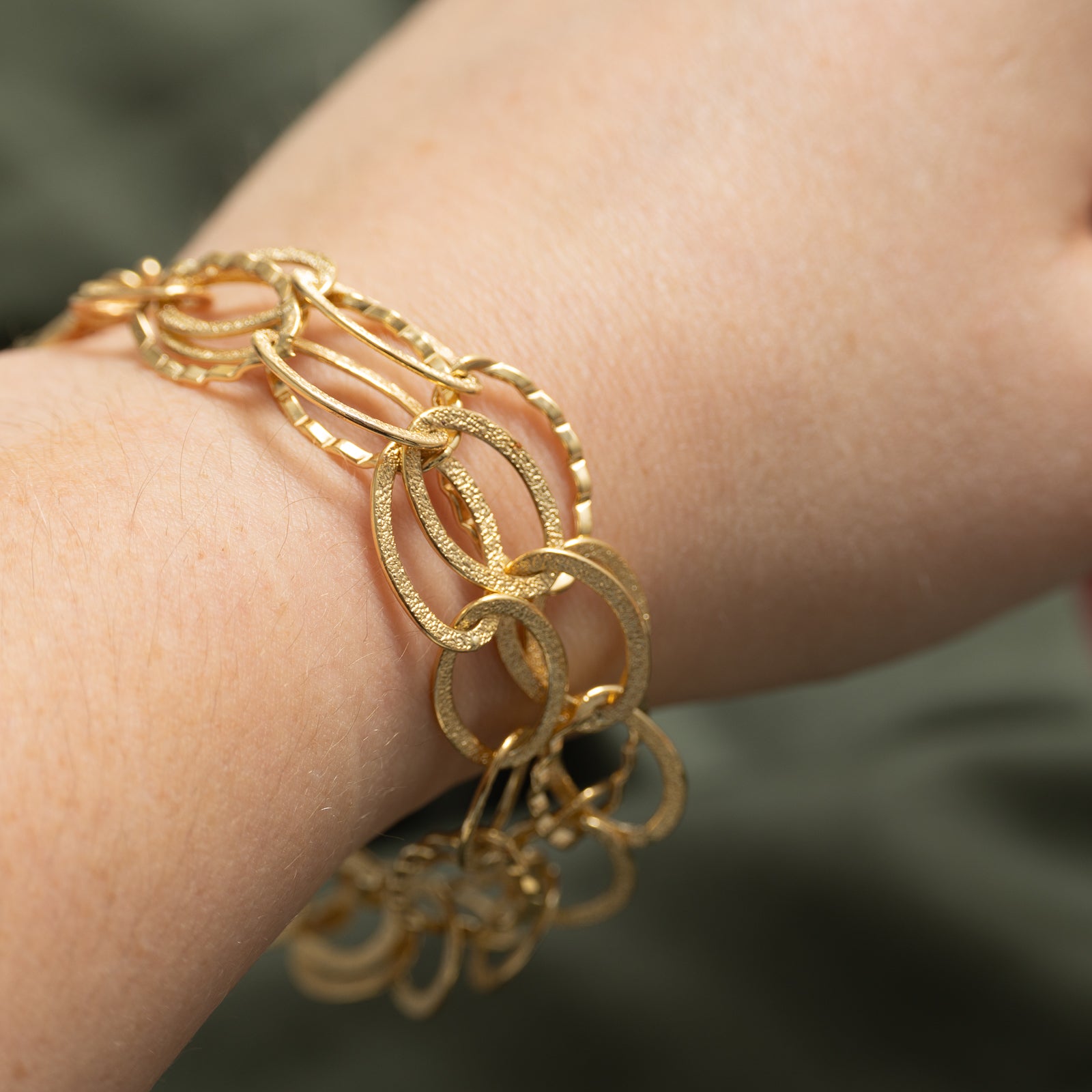 14k Yellow Gold Triple Chain Bracelet | 7.5"
