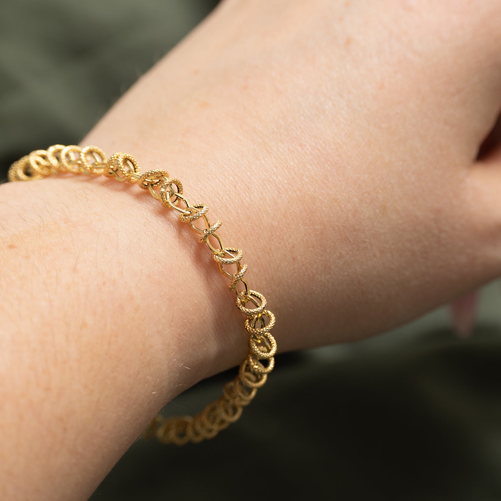 Italian 14k Yellow Gold Fancy Chain Bracelet | 7.5"