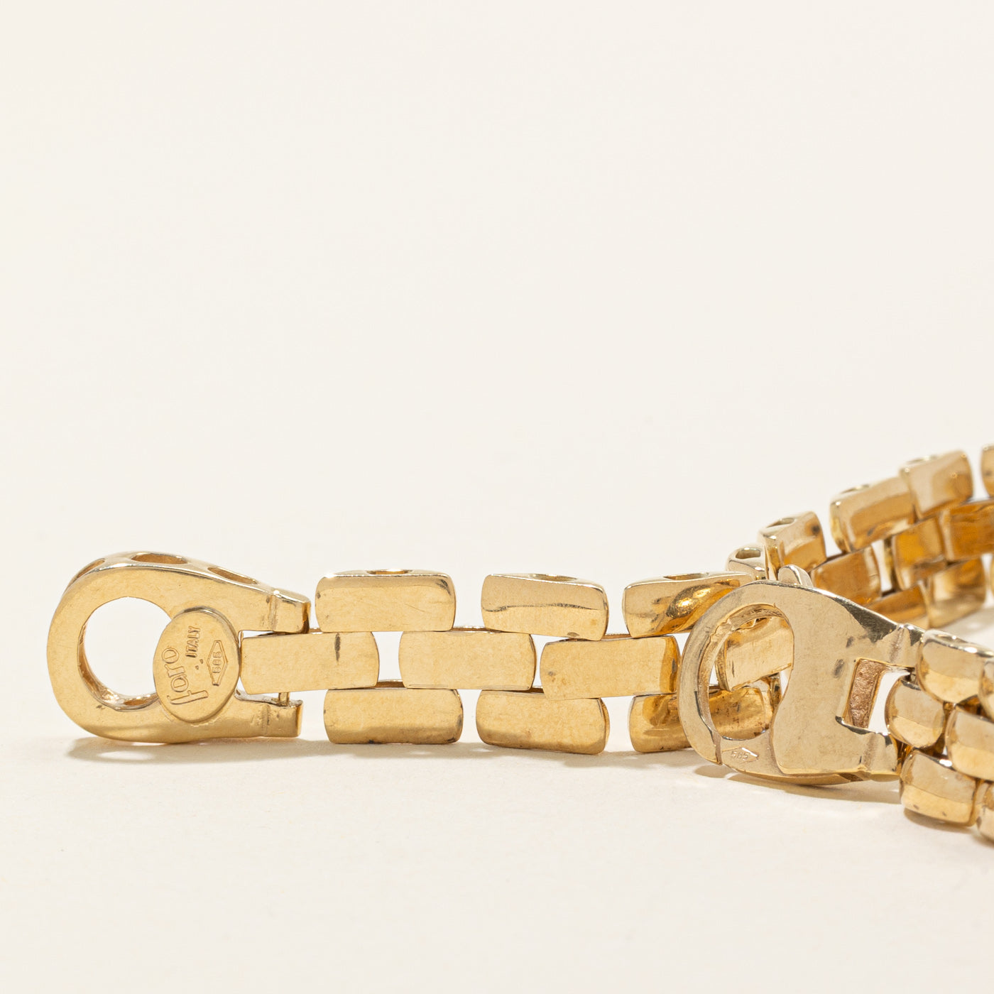 14k Yellow Gold Panther Link Bracelet | 7.5"