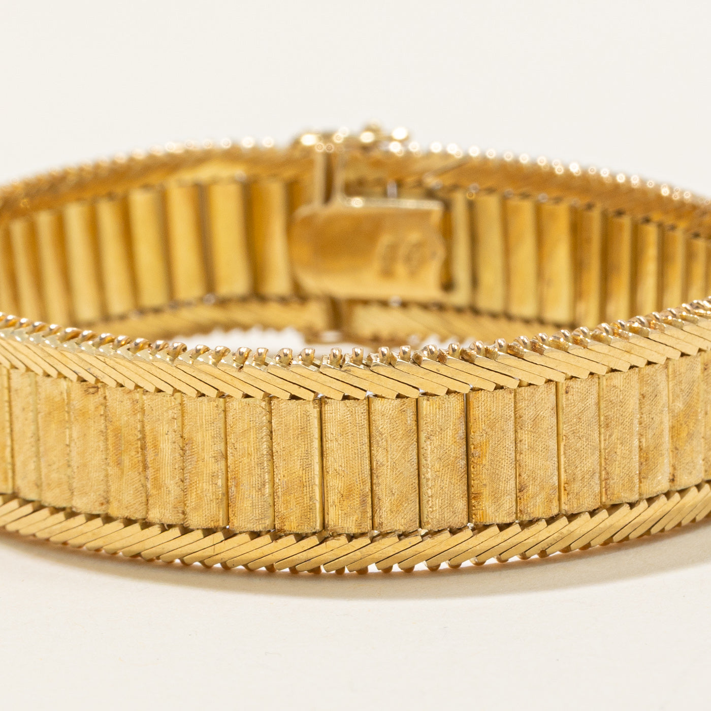 Vintage Italian 18k Textured Watch Strap Bracelet | 7.5"