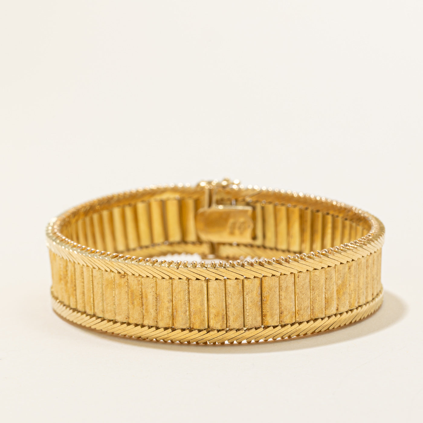 Vintage Italian 18k Textured Watch Strap Bracelet | 7.5"