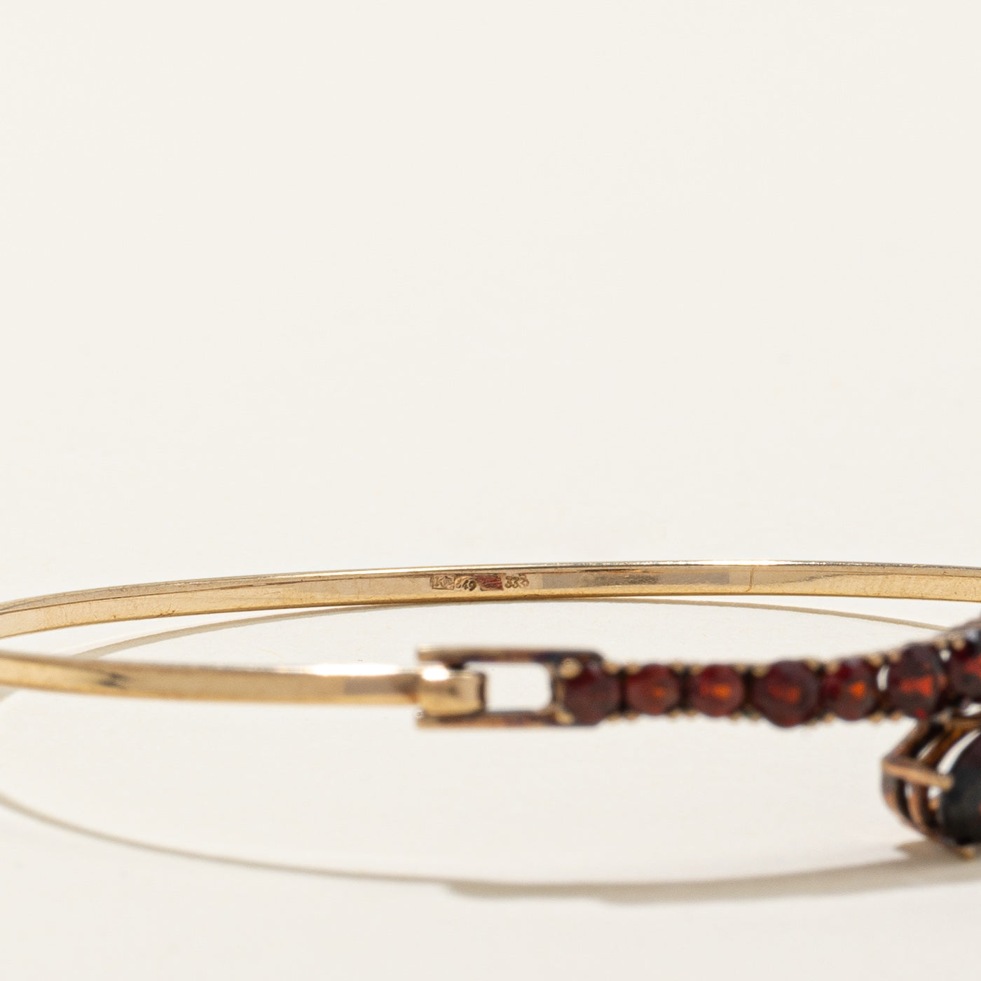 Yellow Gold Garnet Bypass Bangle | 3.49ctw | 6"