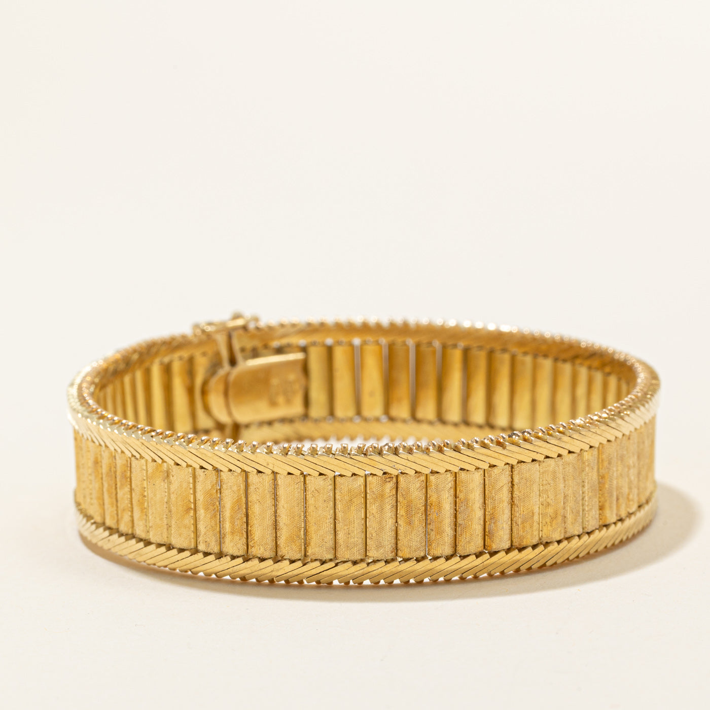Vintage Italian 18k Textured Watch Strap Bracelet | 7.5"