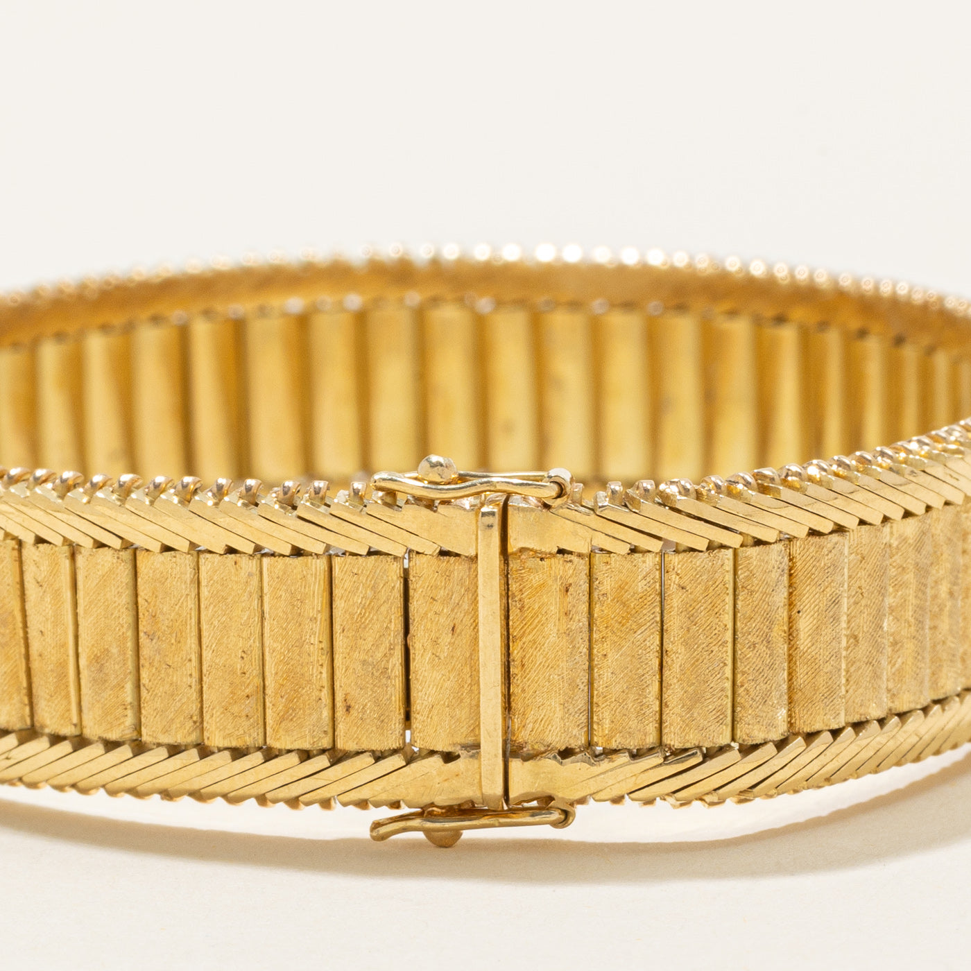 Vintage Italian 18k Textured Watch Strap Bracelet | 7.5"