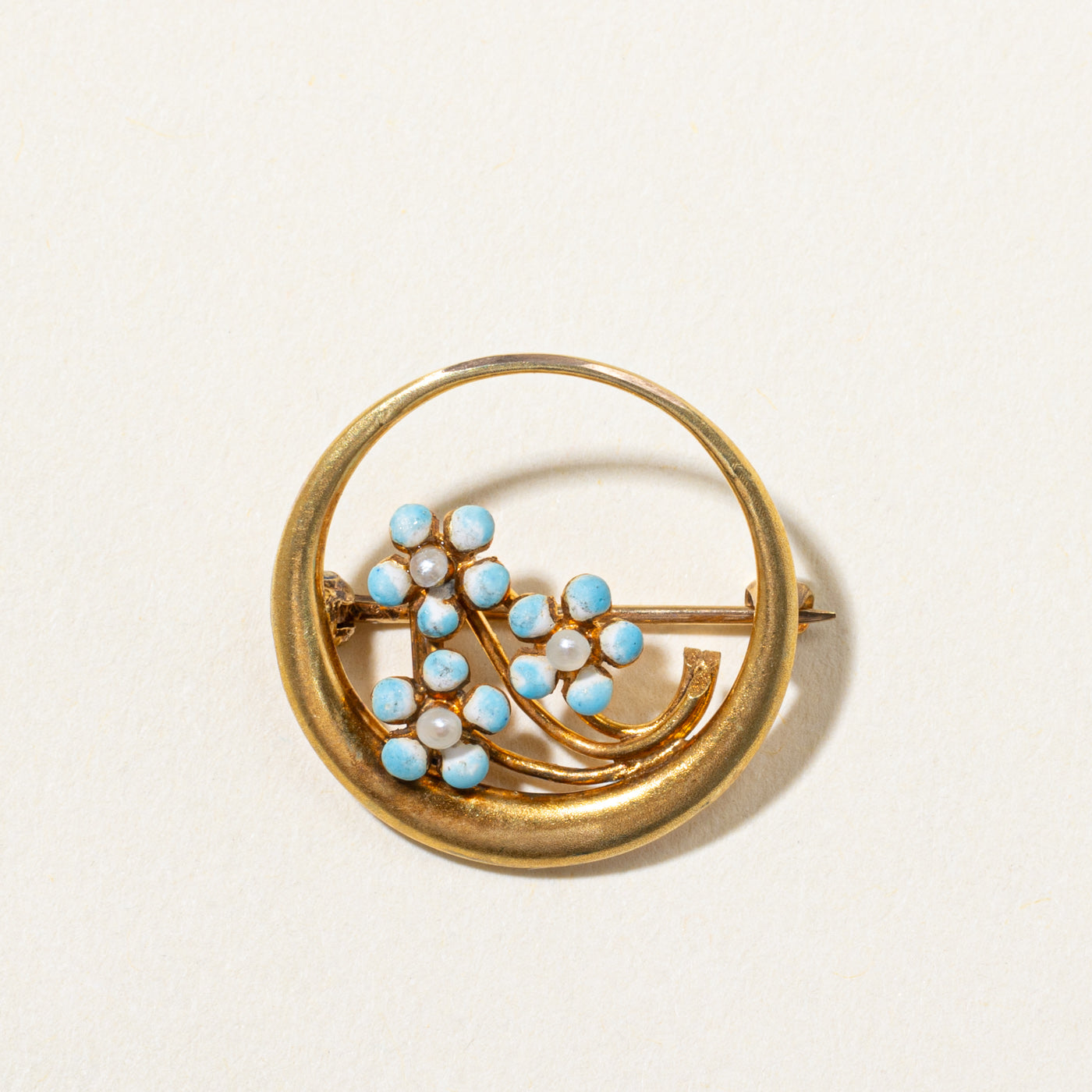 Art Nouveau Floral Seed Pearl Brooch