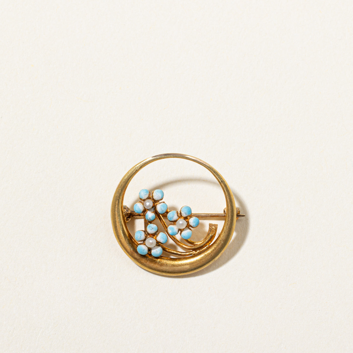Art Nouveau Floral Seed Pearl Brooch