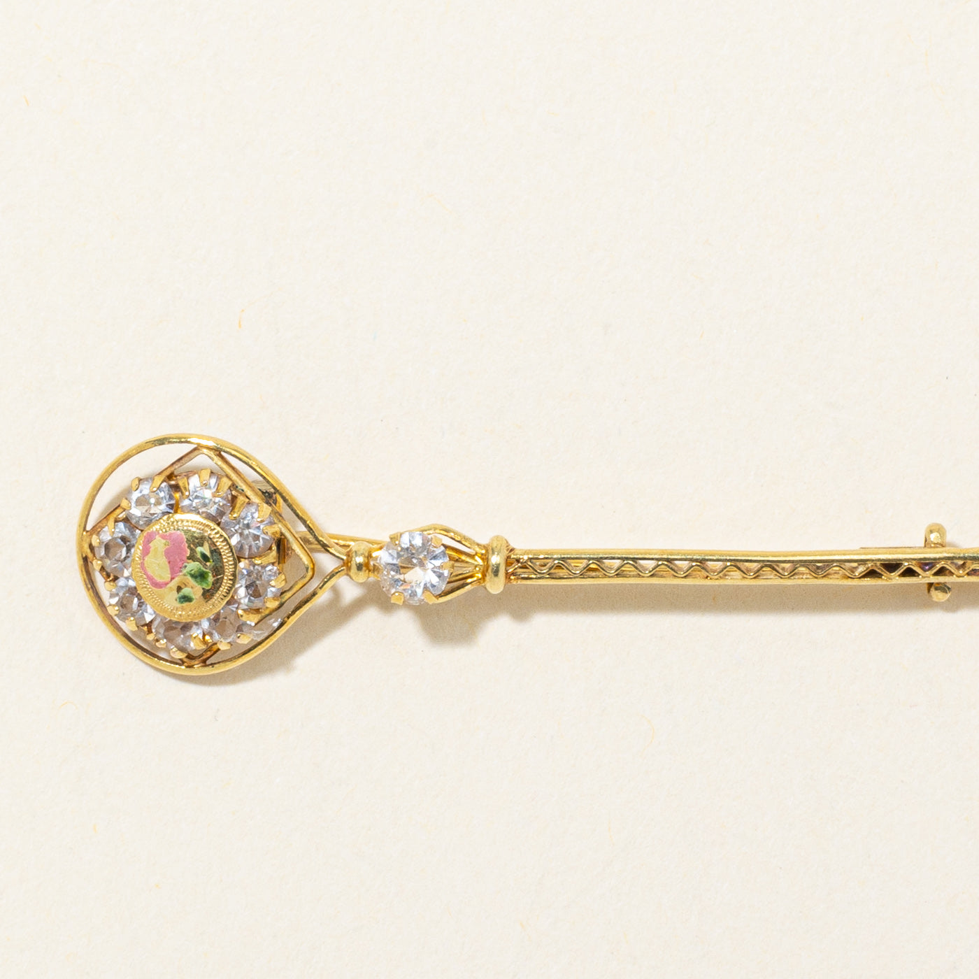 Rhinestone Openwork Key Brooch