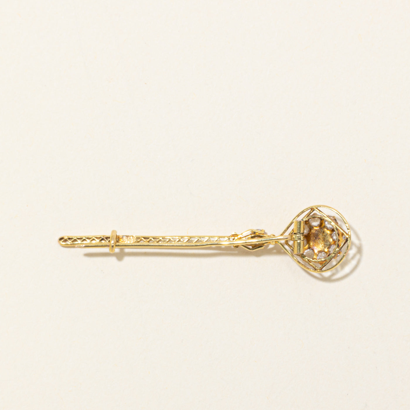 Rhinestone Openwork Key Brooch
