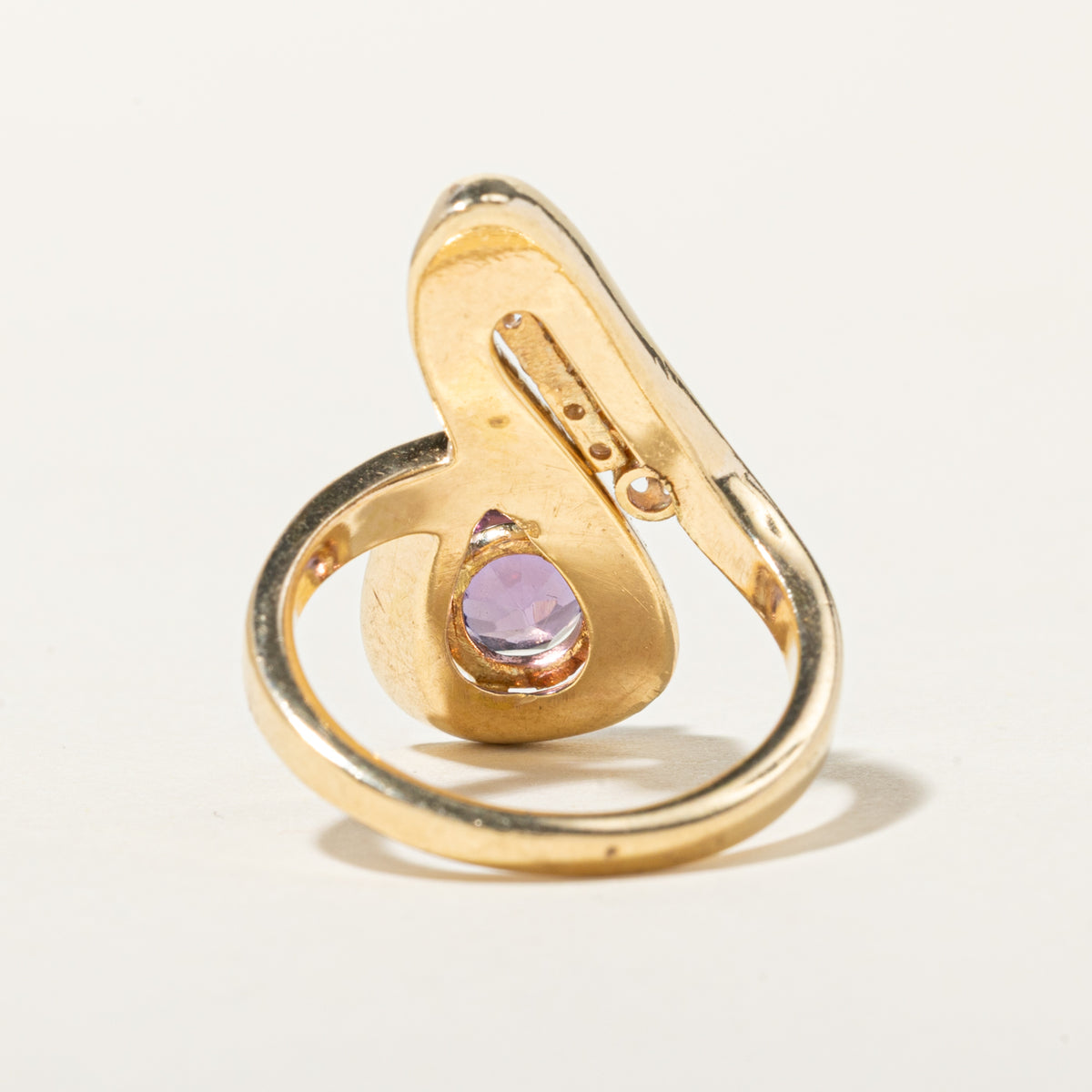 14k Amethyst & Diamond Abstract Bypass Ring | 1.46ct, 0.15ctw | SZ 7