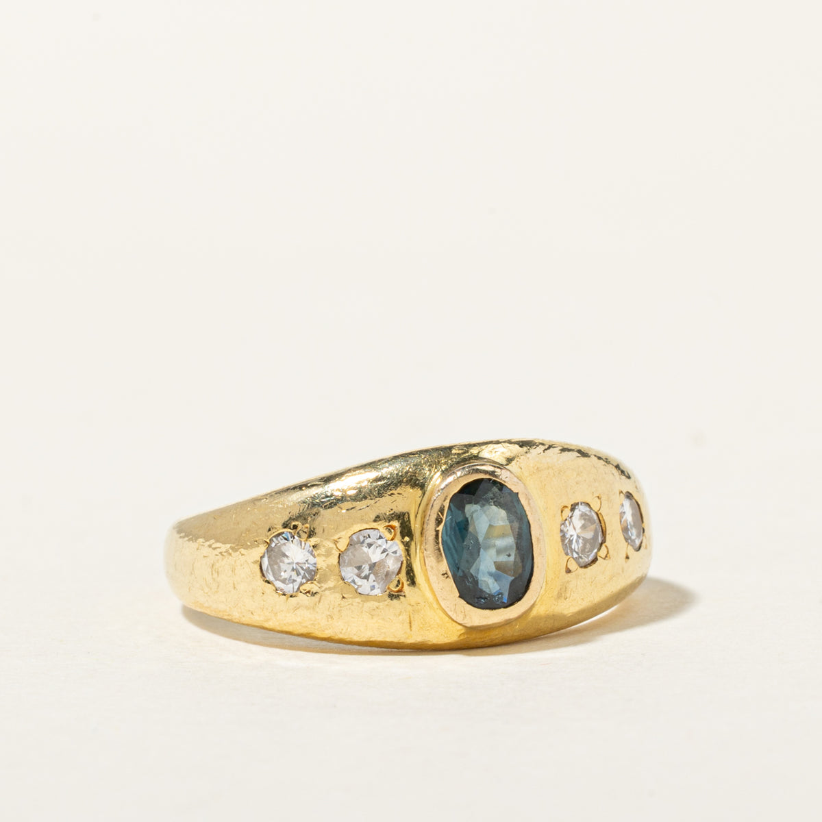 18k Bezel Set Sapphire & Diamond Accented Ring | 0.37ct, 0.23ctw | SZ 5.75