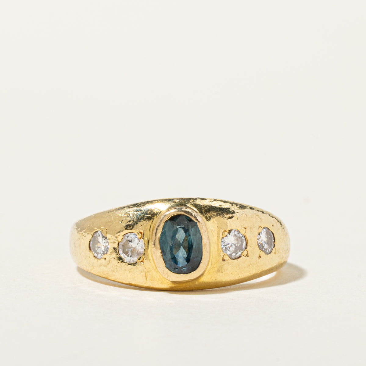 18k Bezel Set Sapphire & Diamond Accented Ring | 0.37ct, 0.23ctw | SZ 5.75