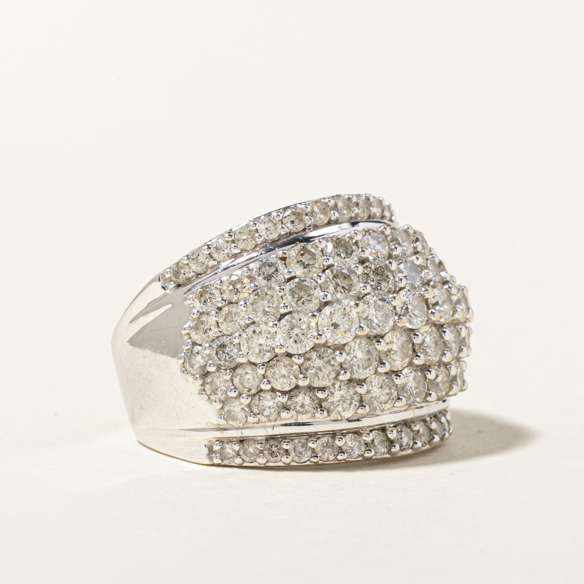 14k Multi Row Diamond Dome Ring | 3.40ctw | SZ 7