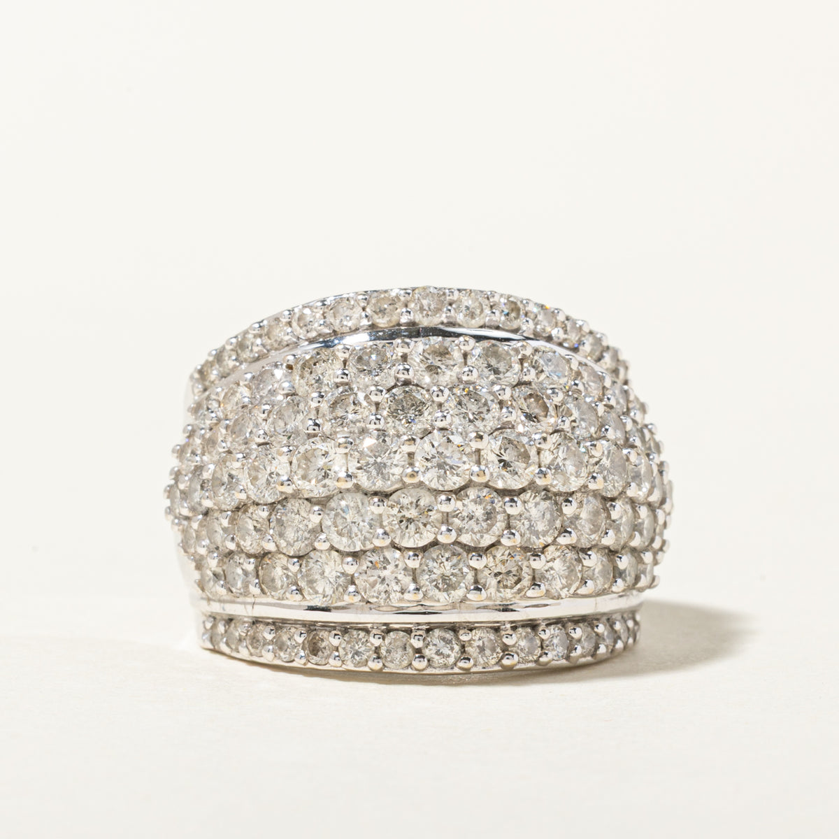 14k Multi Row Diamond Dome Ring | 3.40ctw | SZ 7