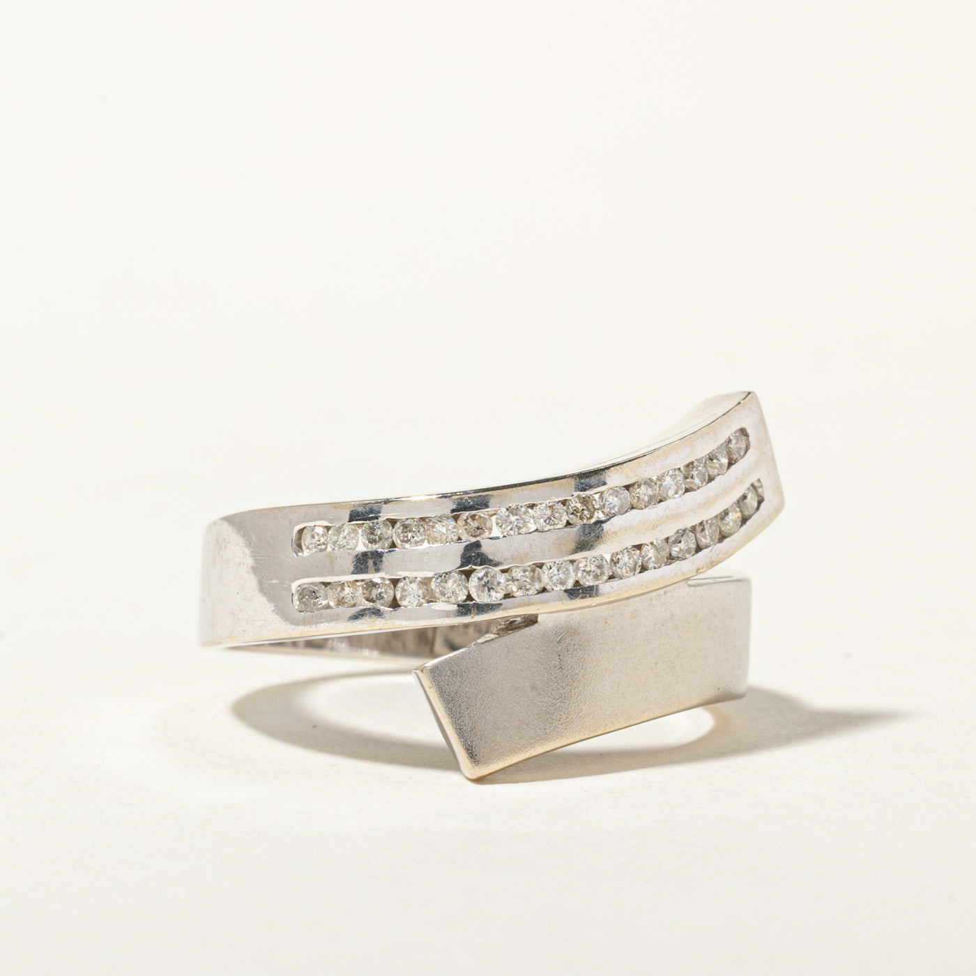 18k Multi Row Diamond Geometric Bypass Ring | 0.40ctw | SZ 9.5