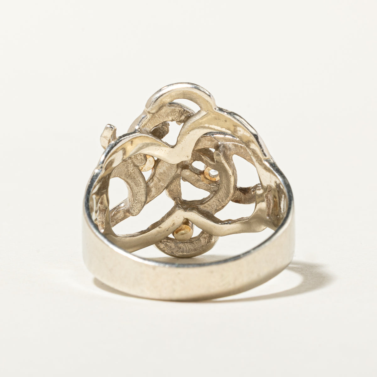 14k Scattered Diamond Scrollwork & Openwork Cocktail Ring | 0.14ctw | SZ 9