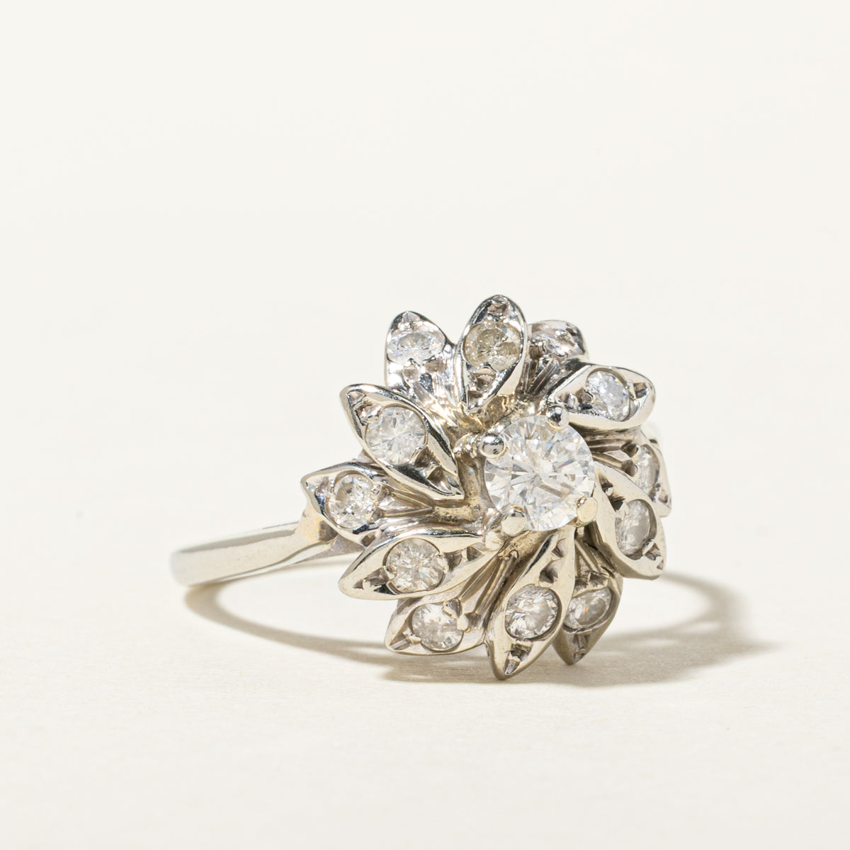 18k Diamond Cluster Floral Cocktail Ring | 0.70ctw | SZ 7.25