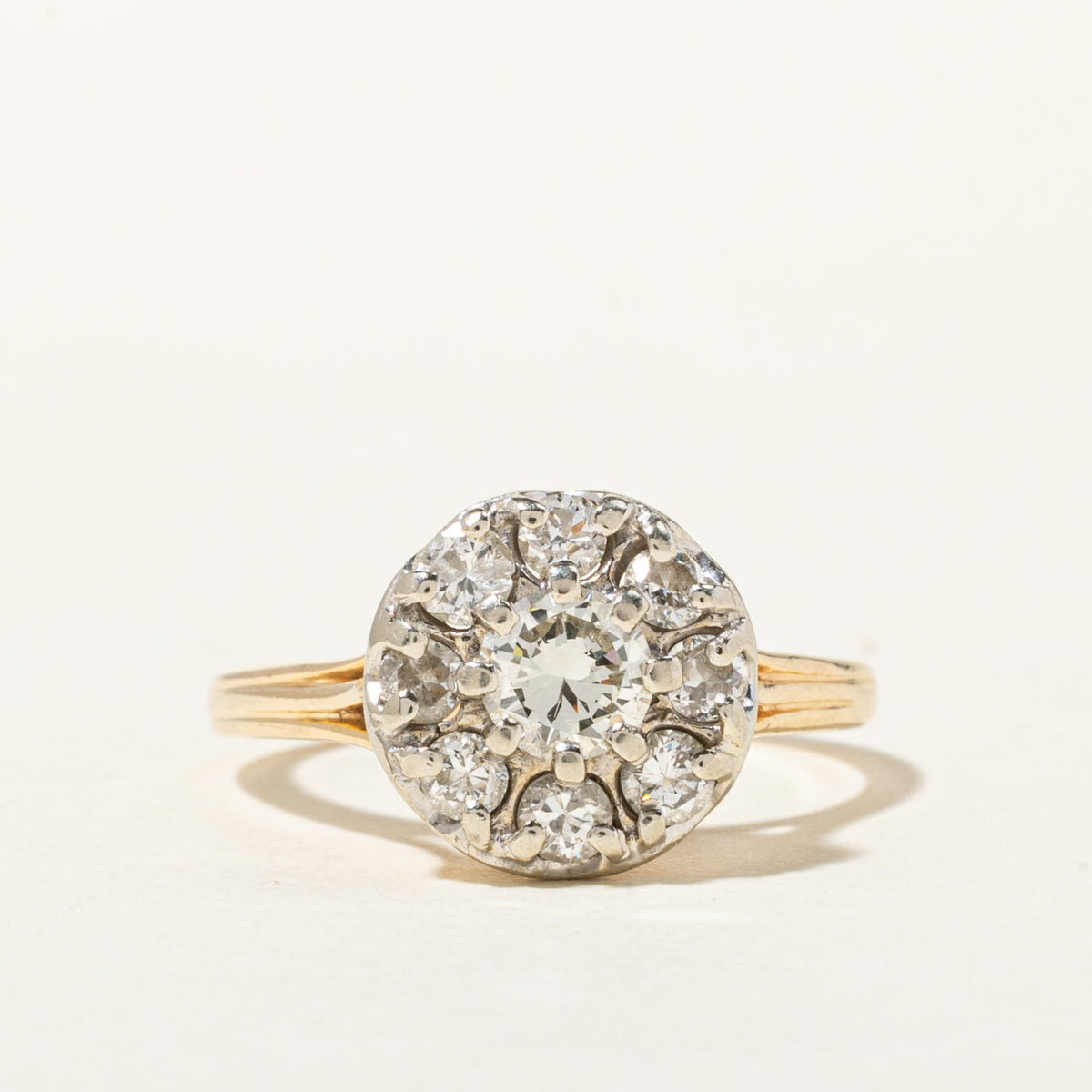 14k Yellow Gold Diamond Halo Ring | 0.44ct SI2 H/I, 0.44ctw | SZ 6.5