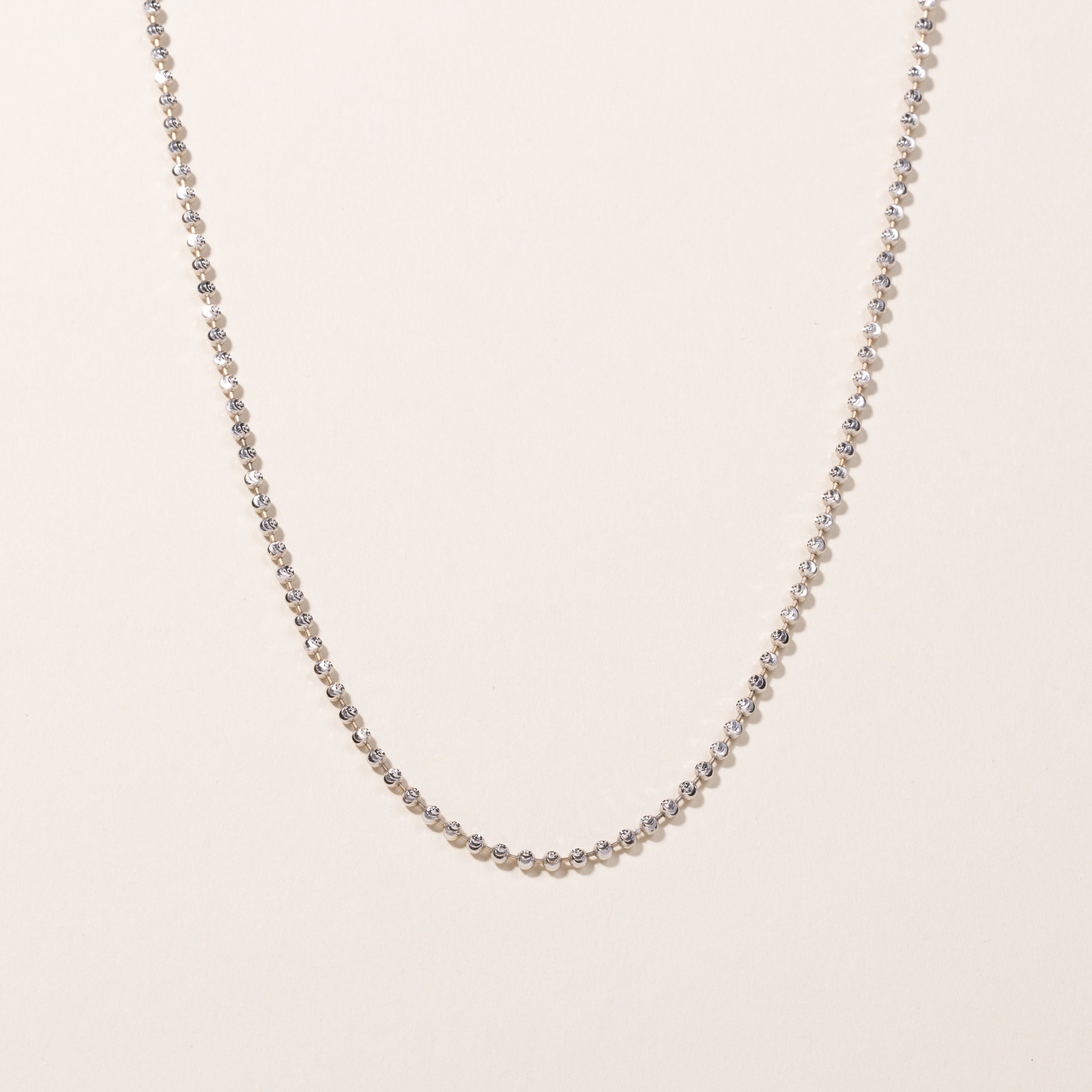 14k White Gold Bead Chain | 25"