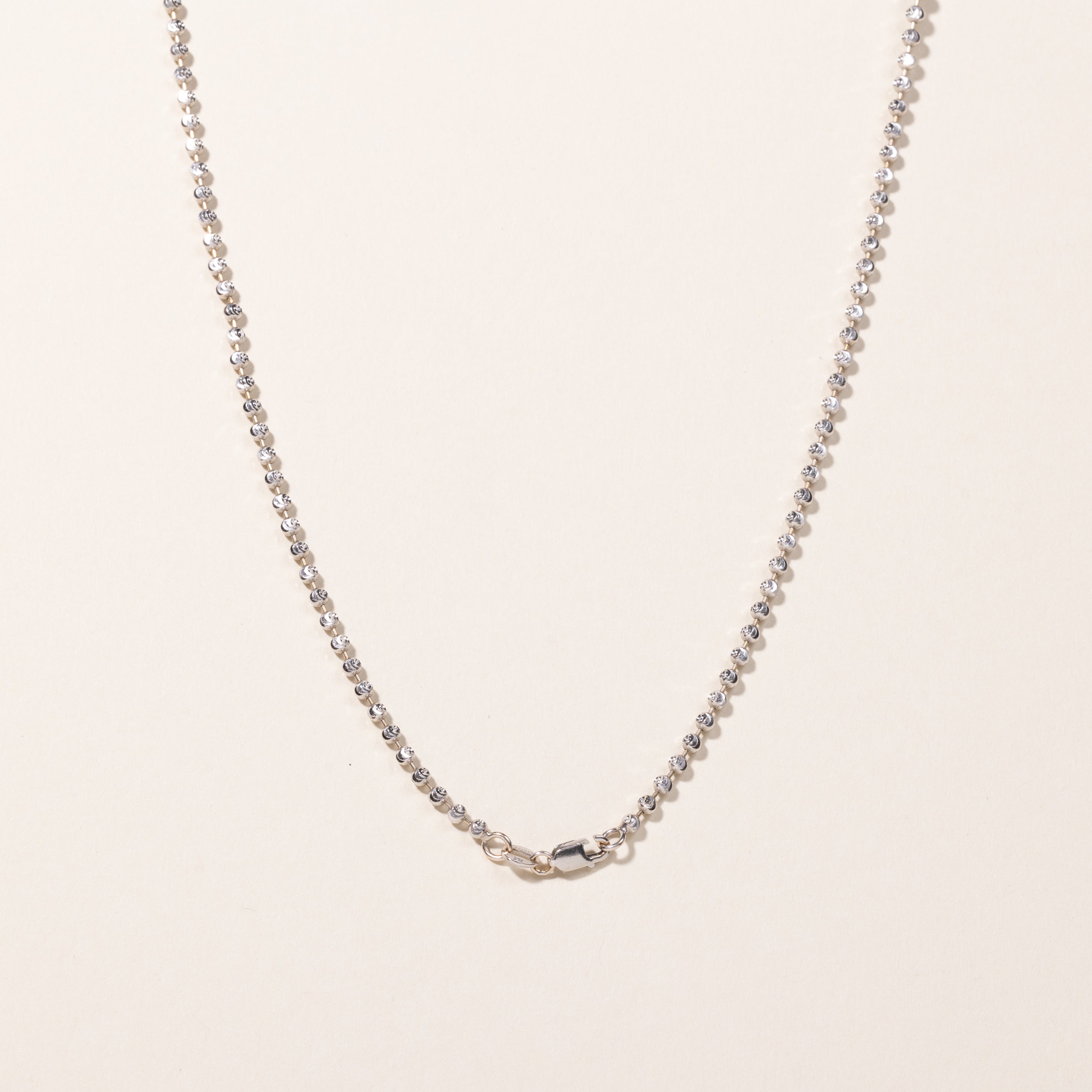 14k White Gold Bead Chain | 25"