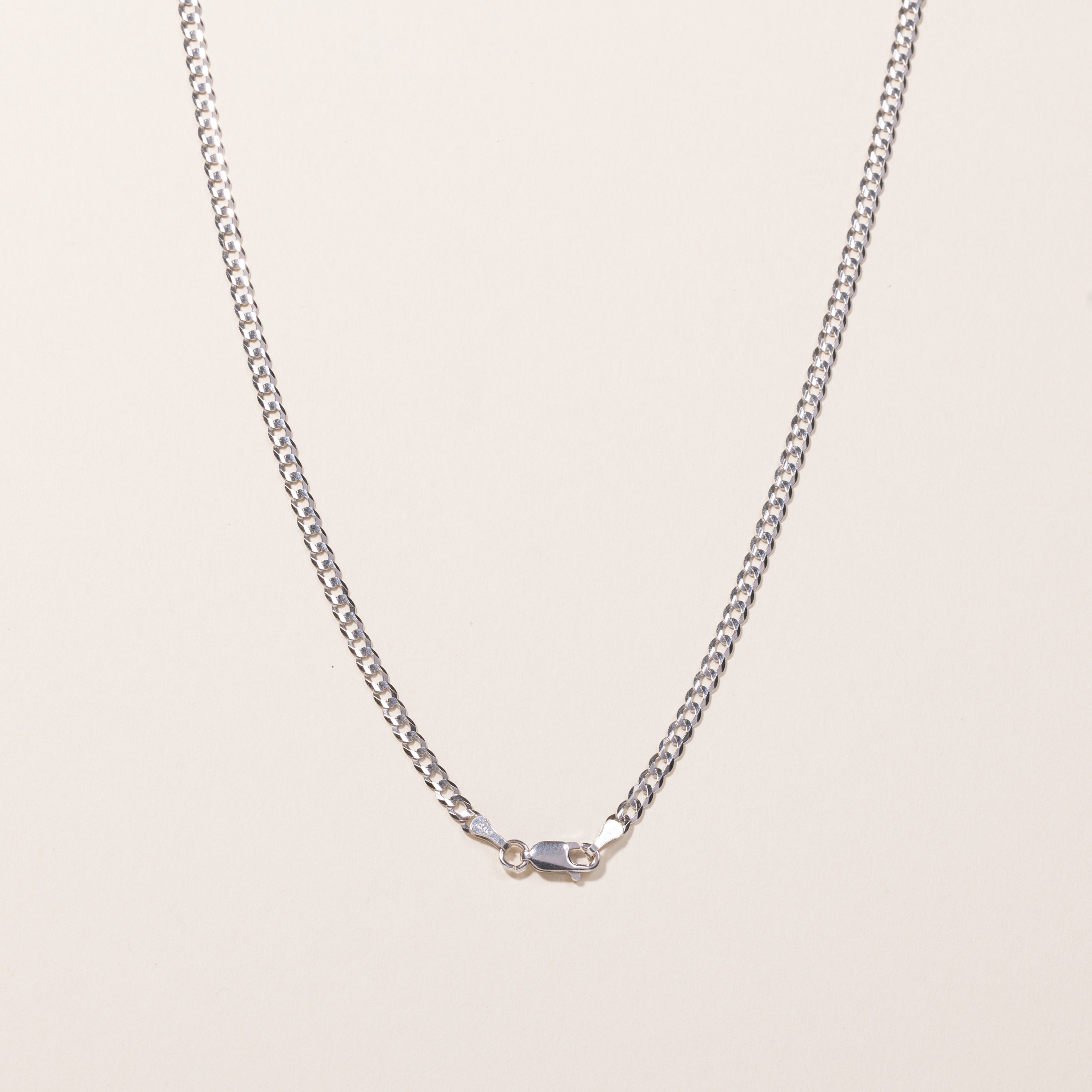 Chaîne gourmette en or blanc 10 carats | 61 cm