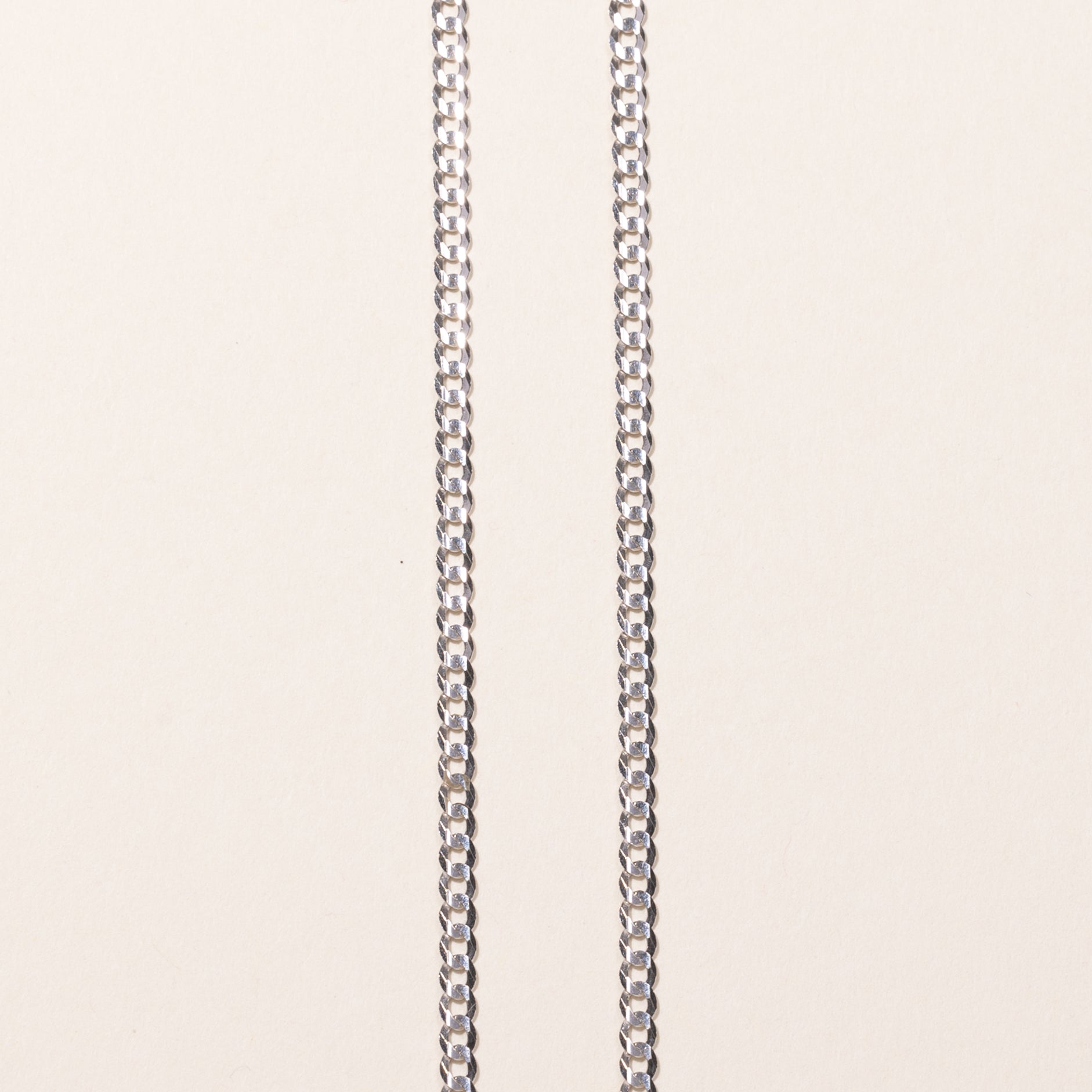 Chaîne gourmette en or blanc 10 carats | 61 cm
