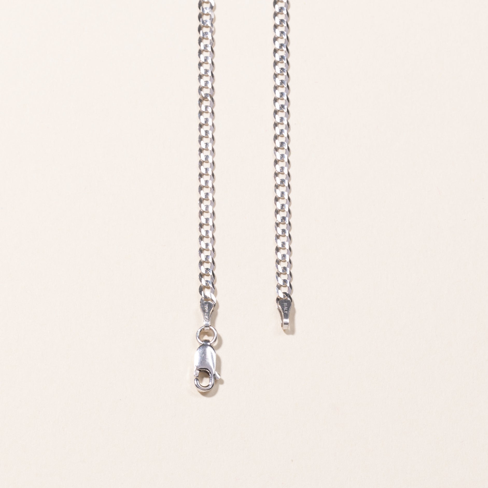 Chaîne gourmette en or blanc 10 carats | 61 cm