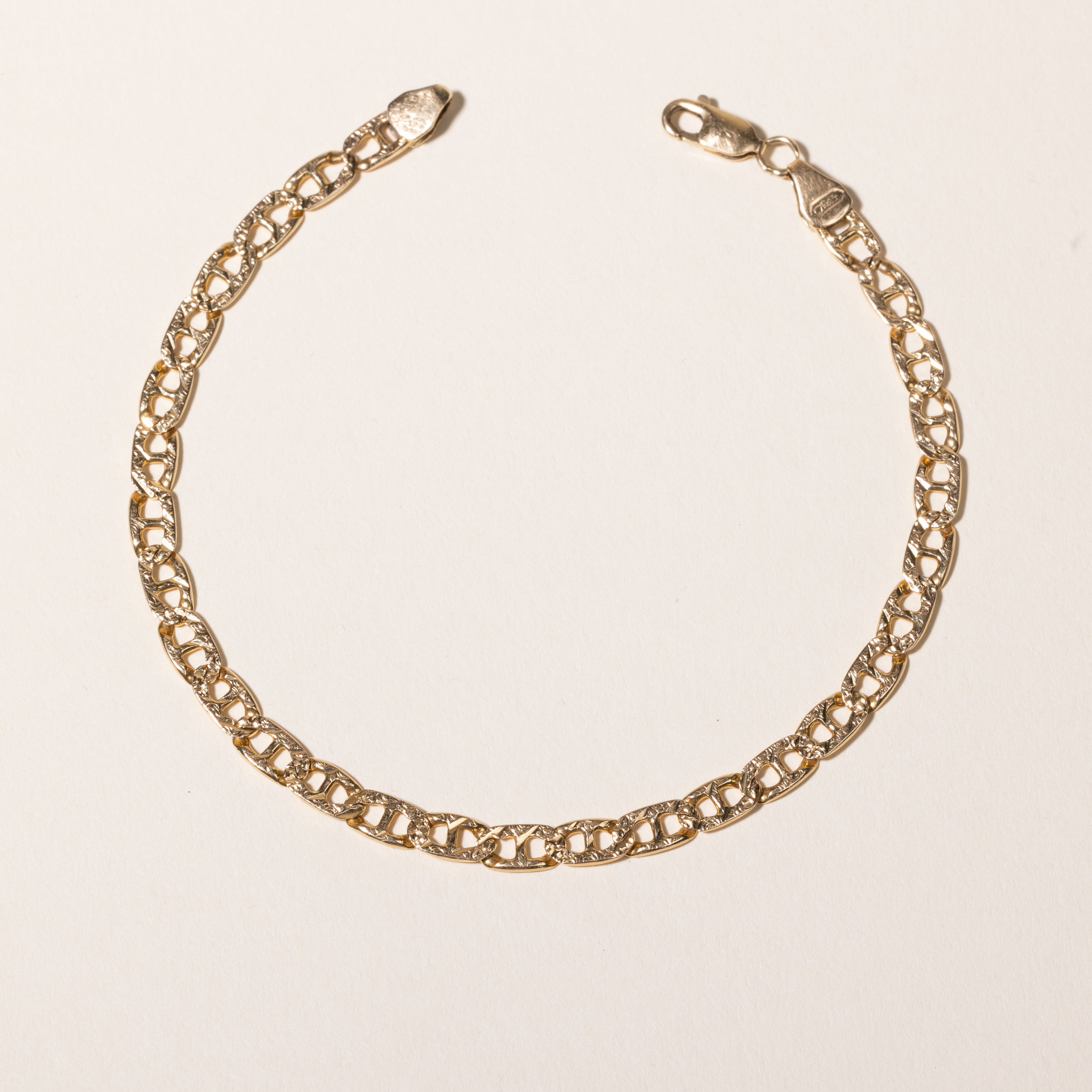 14k Yellow Gold Anchor Chain Bracelet | 8"