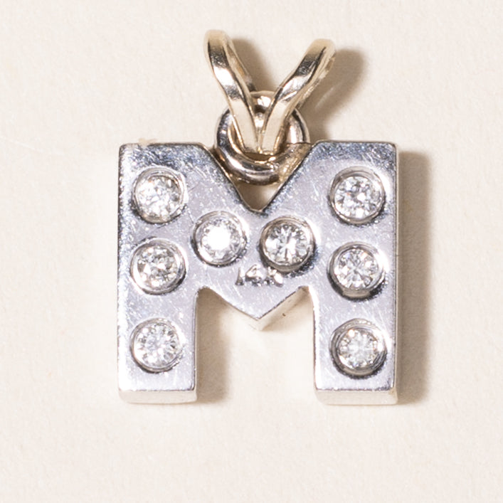 Diamond "M" Initial Double Sided Pendant | 0.16ctw |