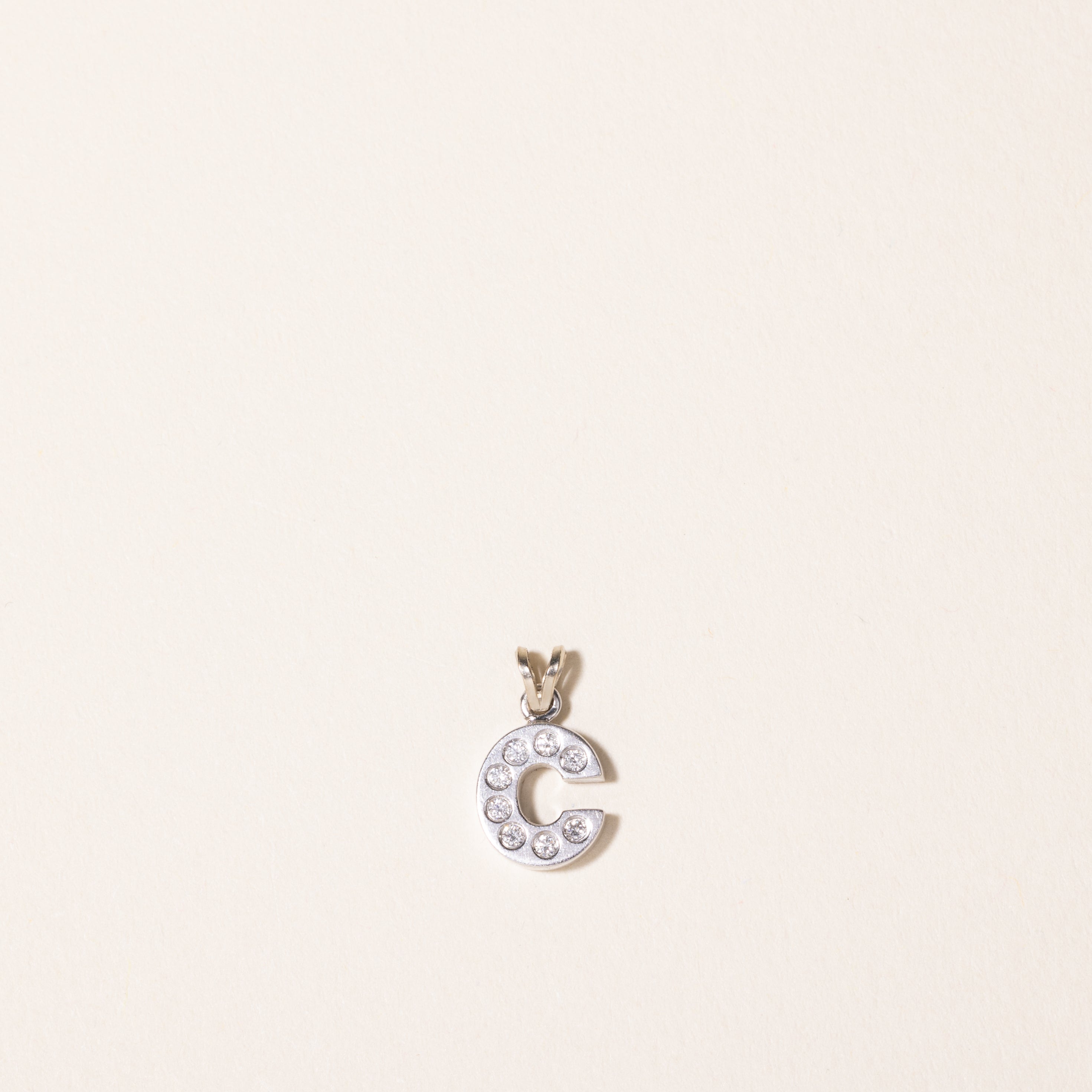 Double Sided Diamond 'C' Initial Charm | 0.16ctw |