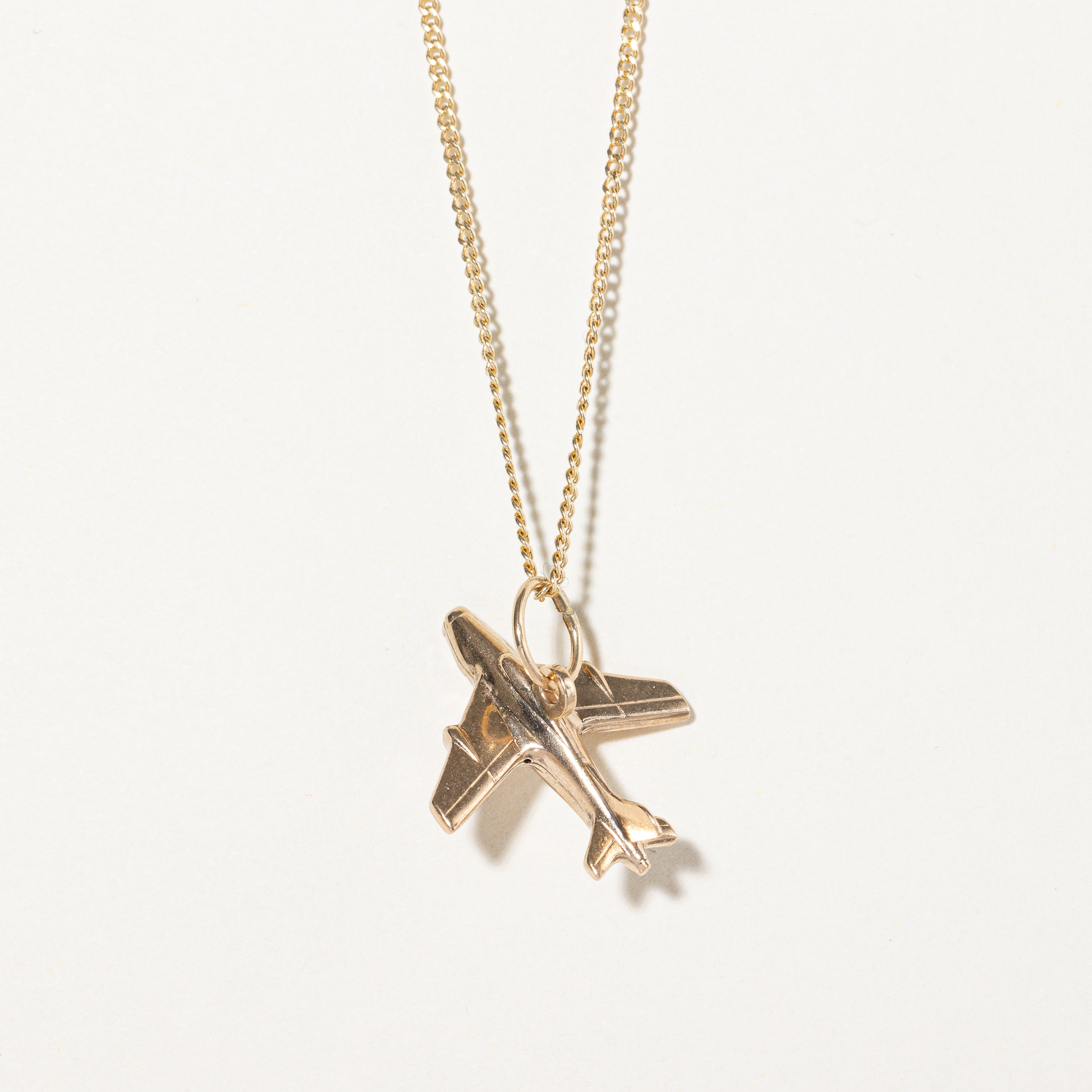 10k Yellow Gold Airplane Charm |