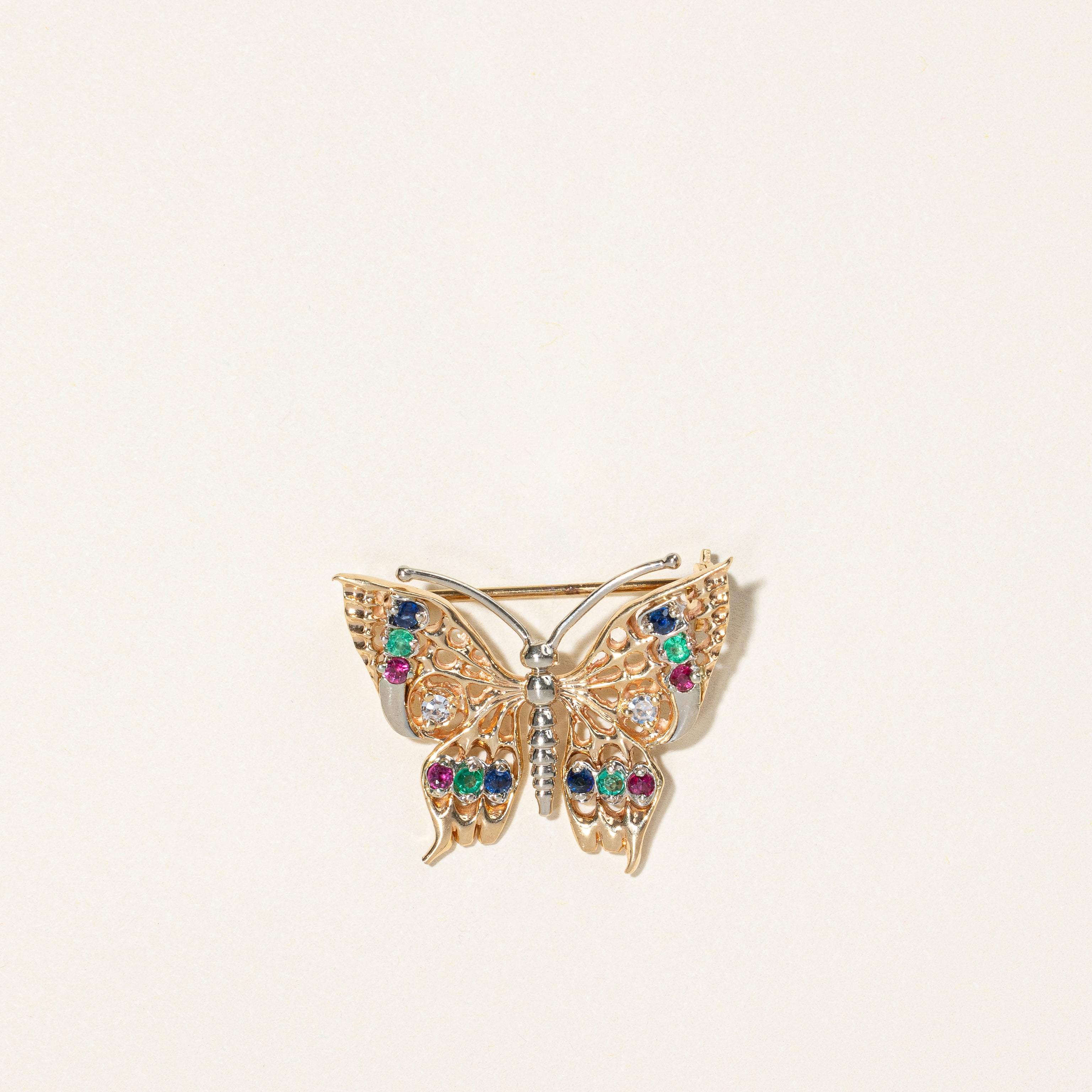 Broche papillon multi-pierres | 0,24 ct |