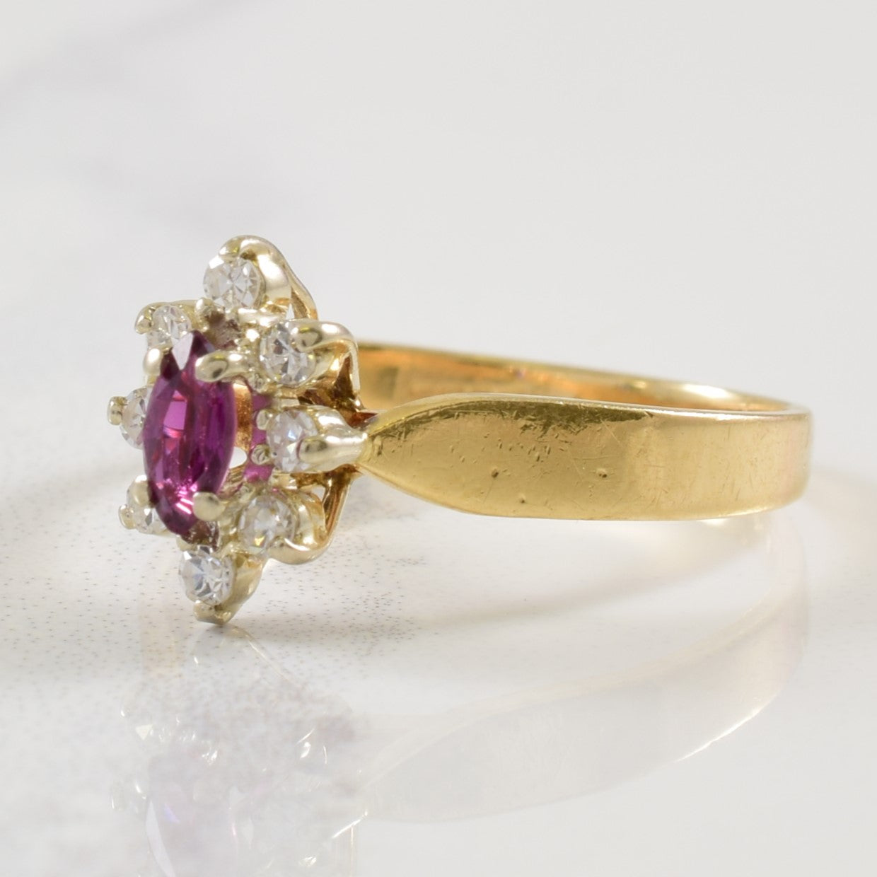 Purple Sapphire & Diamond Halo Ring | 0.16ctw, 0.12ctw | SZ 6.25 |