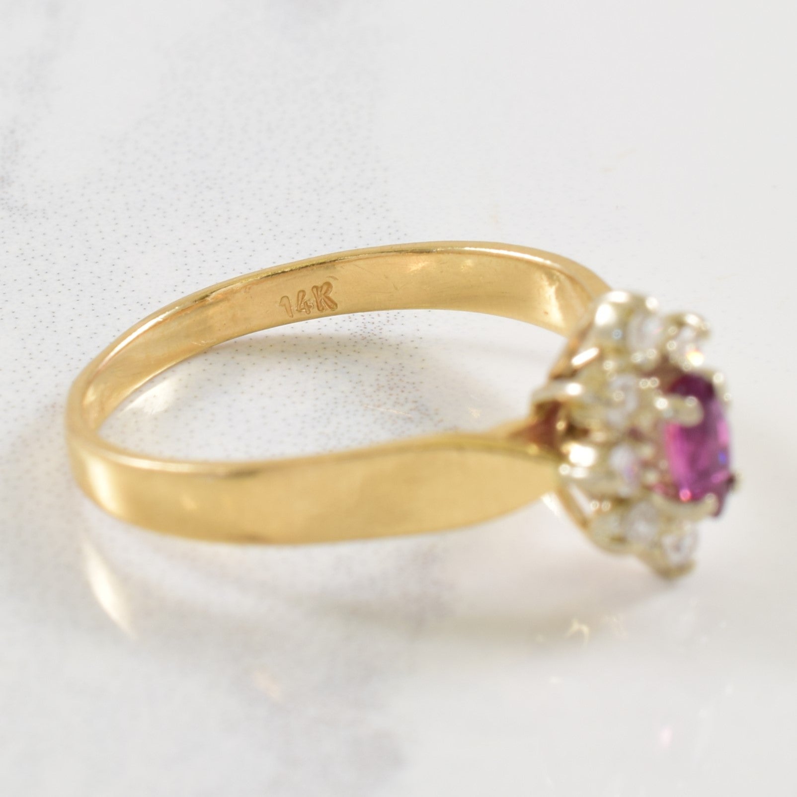 Purple Sapphire & Diamond Halo Ring | 0.16ctw, 0.12ctw | SZ 6.25 |