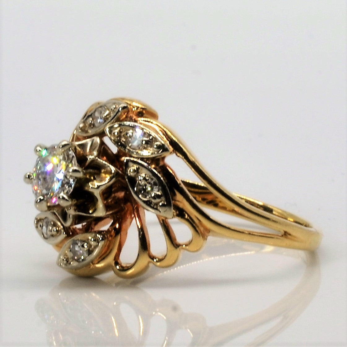 Flower Design Spiral Diamond Ring | 0.48ctw | SZ 8.25 |